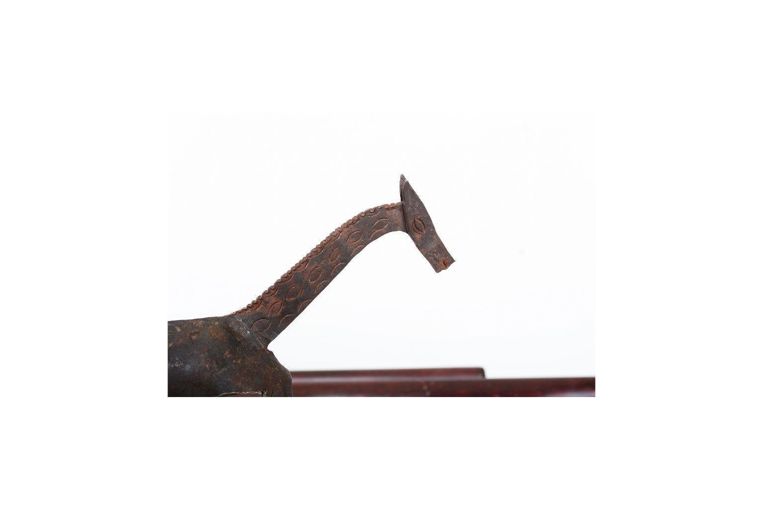 Hand Forged Iron Horse and Rider Sculpture Antique African Tribal Dogon, 1920s 3