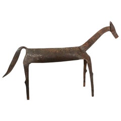Sculpture en fer forgé à la main représentant un cheval et un cavalier Tribal africain antique Dogon:: 1920s