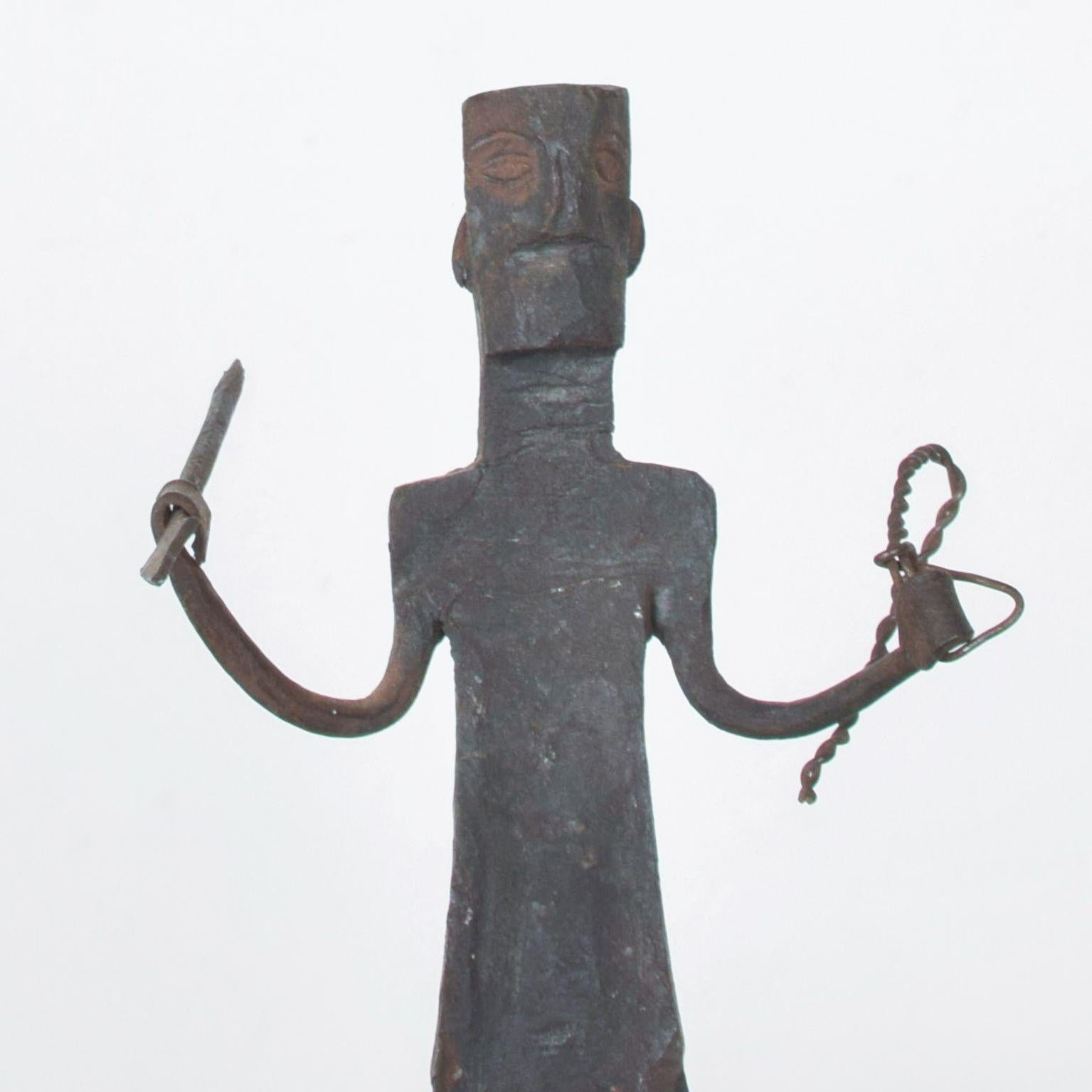 1920s Hand Forged Iron Spear Tribal Warrior Sculpture African Dogon  1