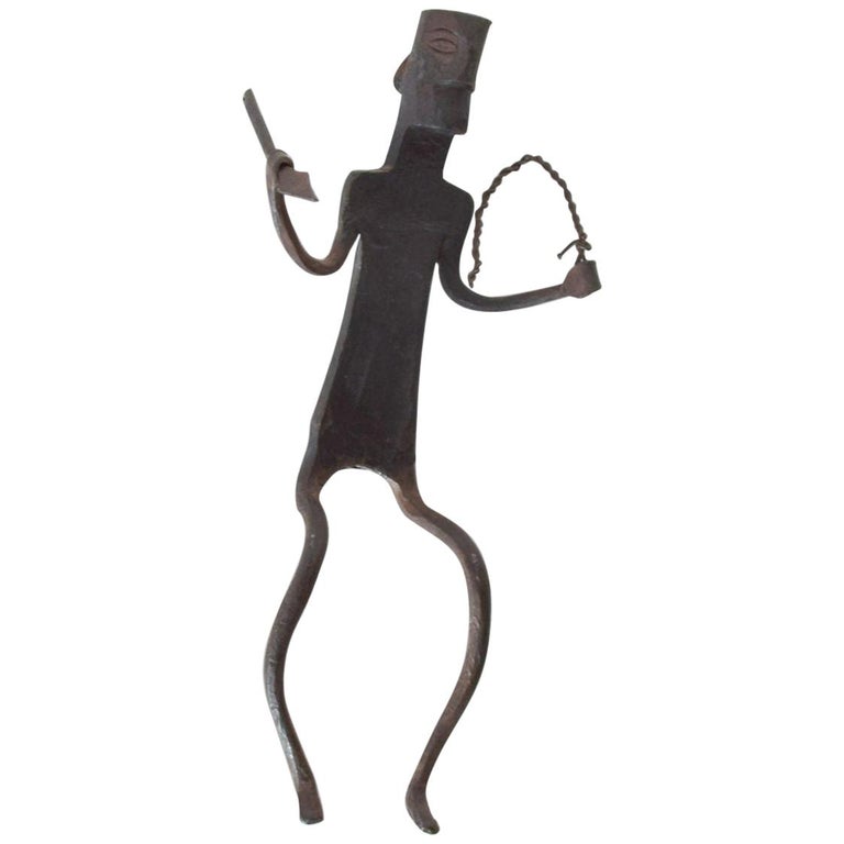 Hand Forged Iron Spear Tribal Warrior Sculpture Antique African Dogon, 1920s For Sale