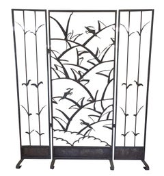 Hand-Forged Iron Three-Panel Divider/Floor Screen, 87x74.5
