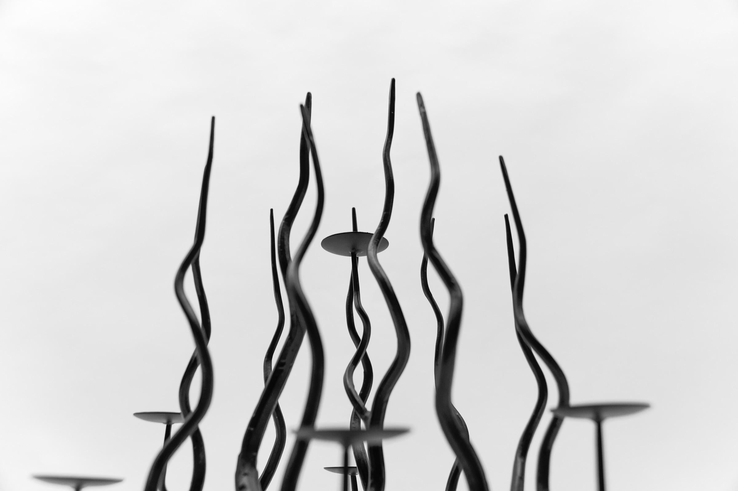 Hand-forged metal design tree of life sculpture candle holder, 1960s In Good Condition In Nürnberg, Bayern