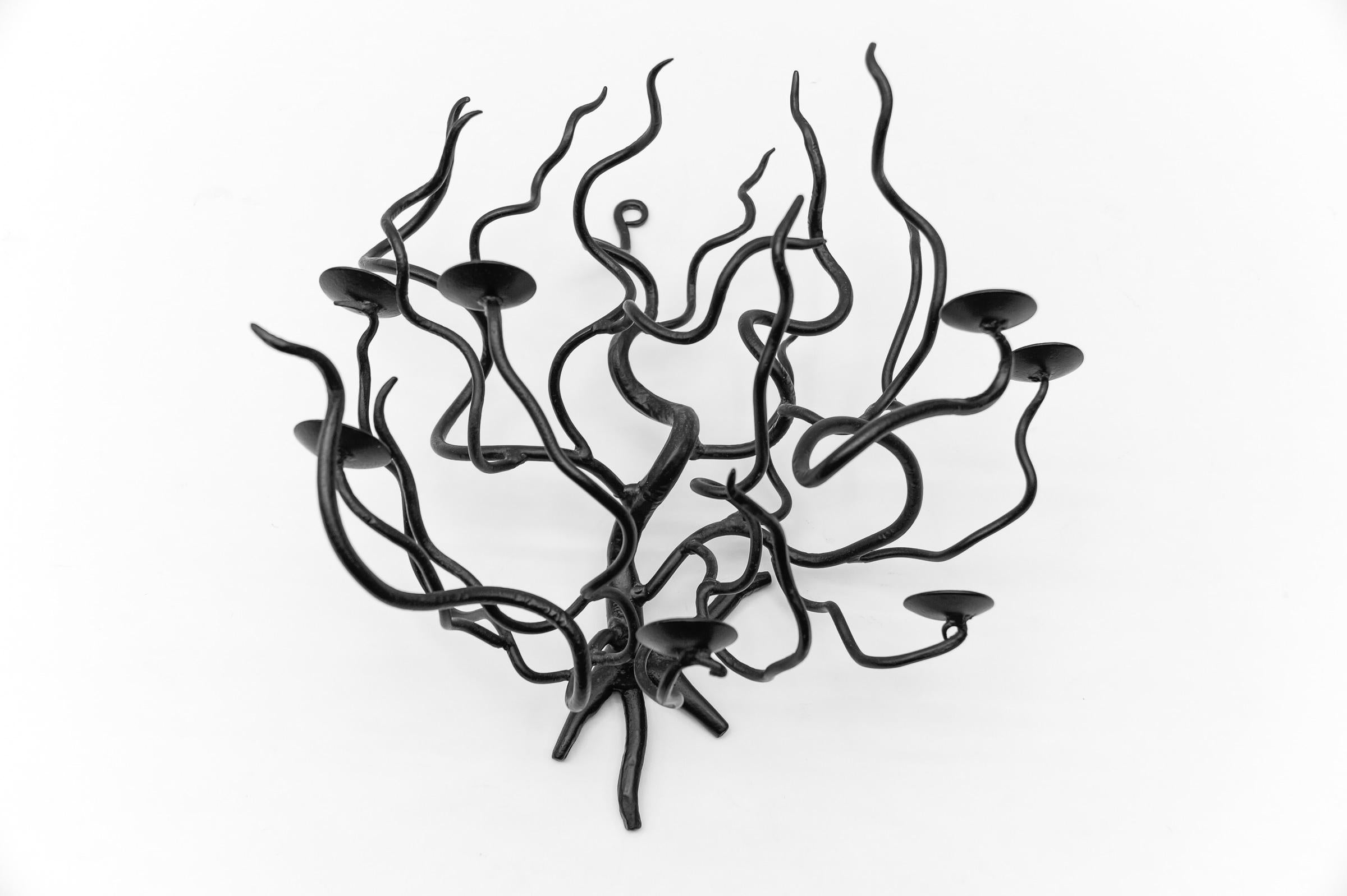 Austrian Hand-forged metal design tree of life wall sculpture candle holder, 1960s  For Sale