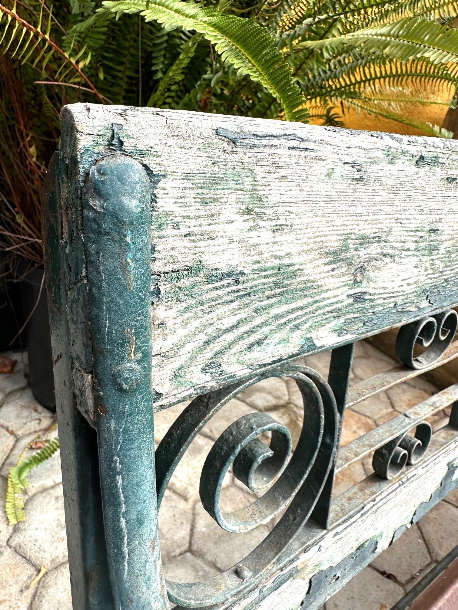 Panchina da giardino in metallo e Wood Wood forgiata a mano Mobili rustici Antiquariato LA in vendita 3