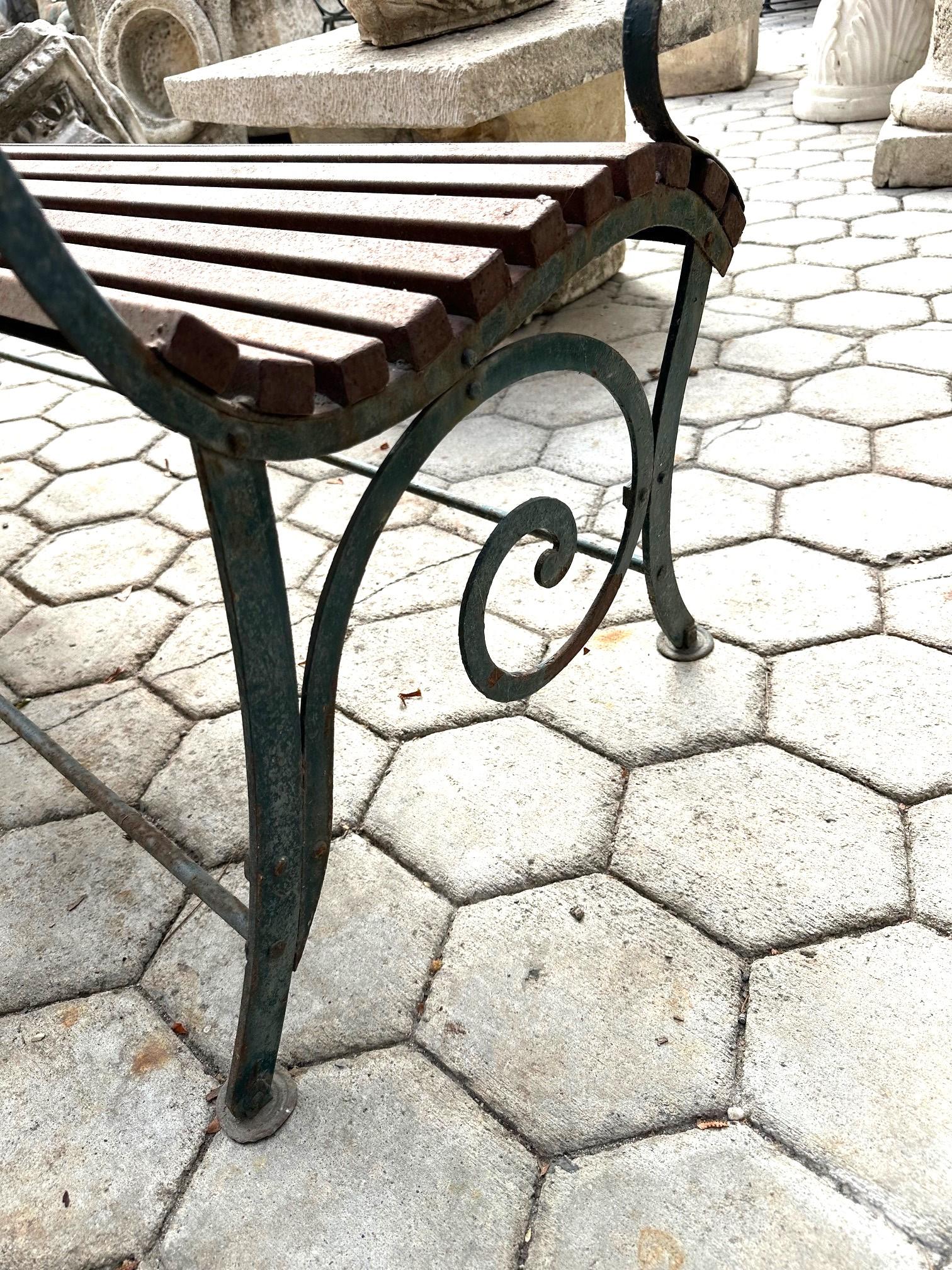 Panchina da giardino in metallo e Wood Wood forgiata a mano Mobili rustici Antiquariato LA in vendita 9