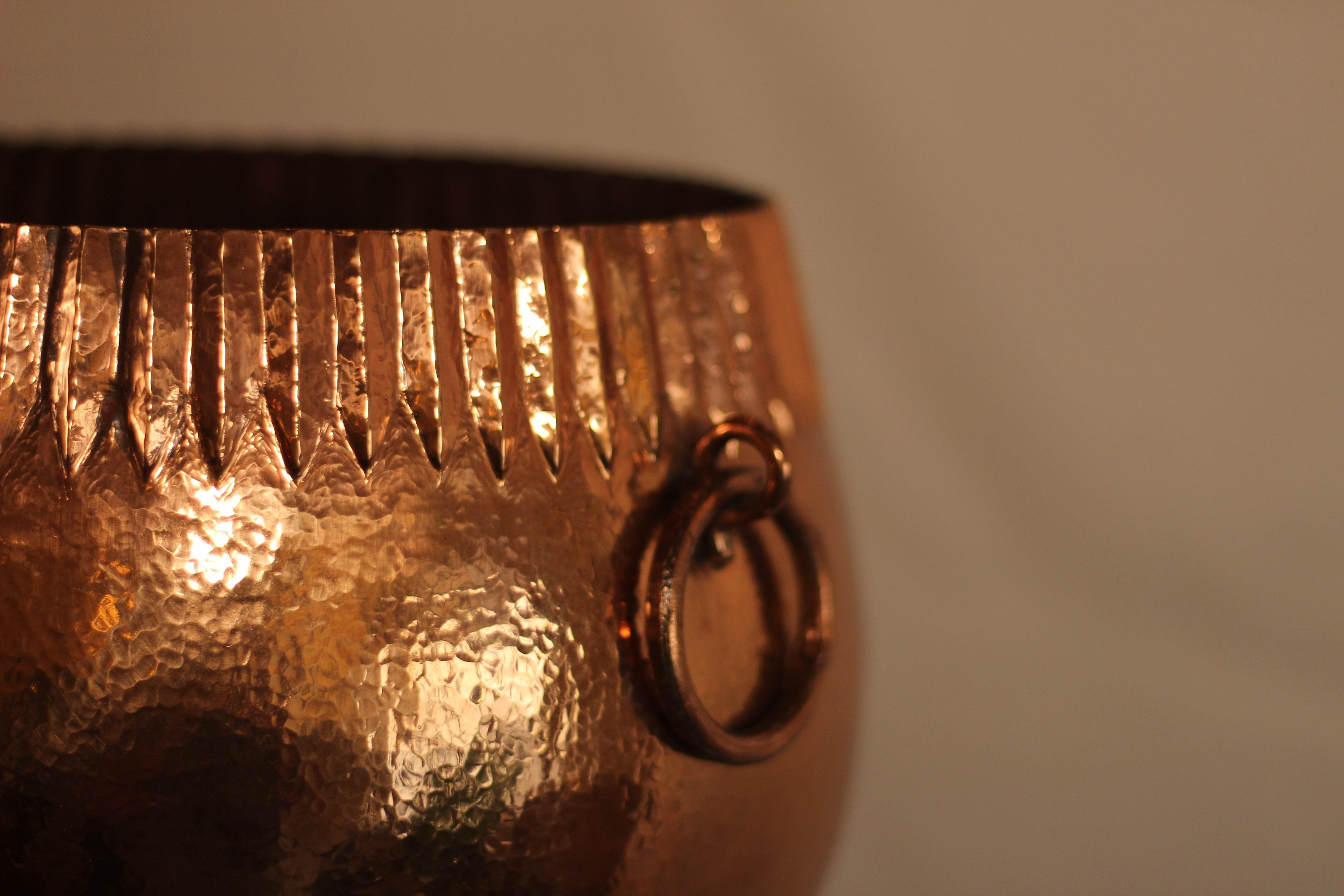 Hand Forged Mexican Copper Champagne Bucket - Contemporary In New Condition For Sale In colima, MX