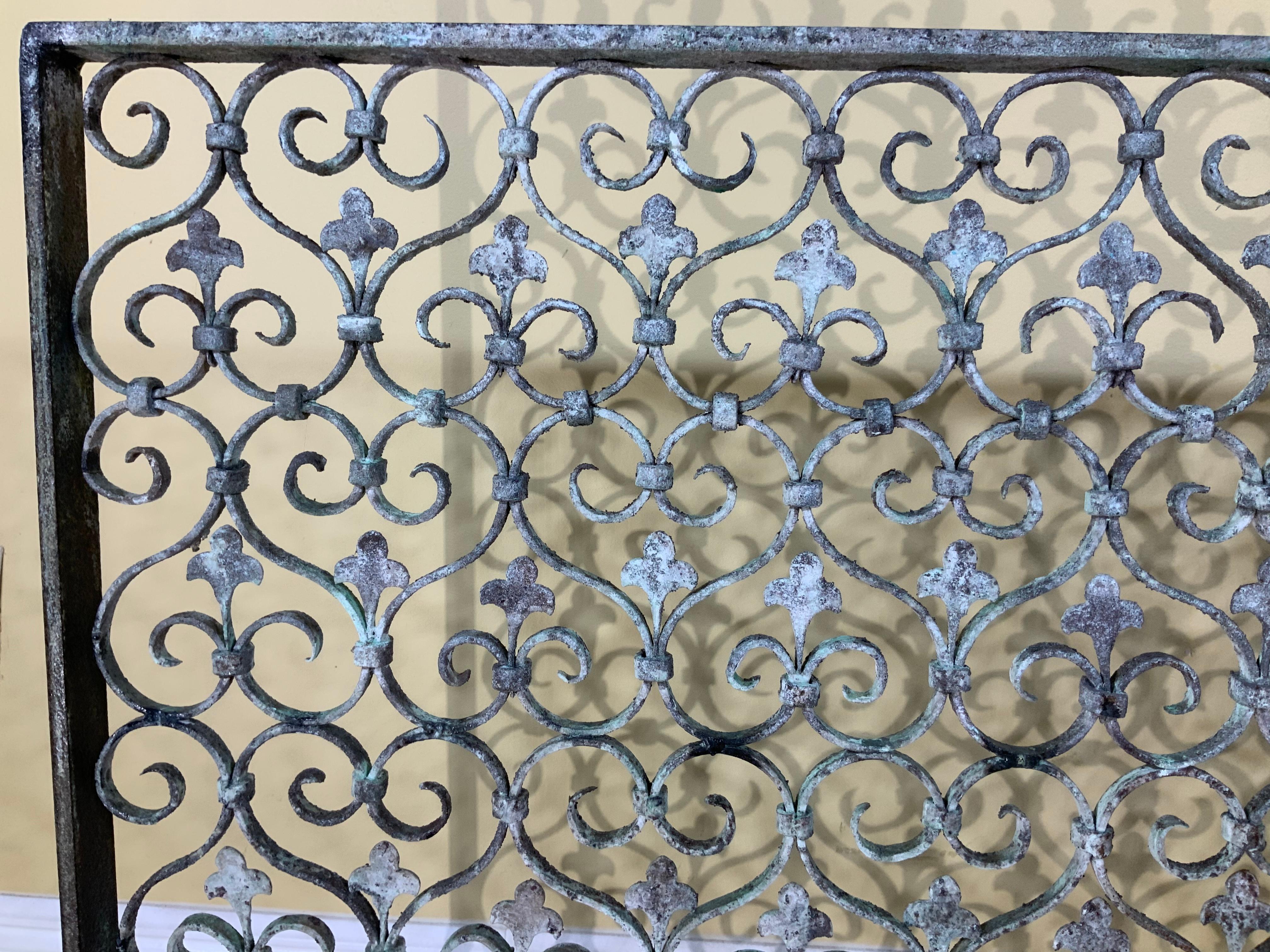 Hand Forged Mizner Style Fireplace Screen For Sale 3