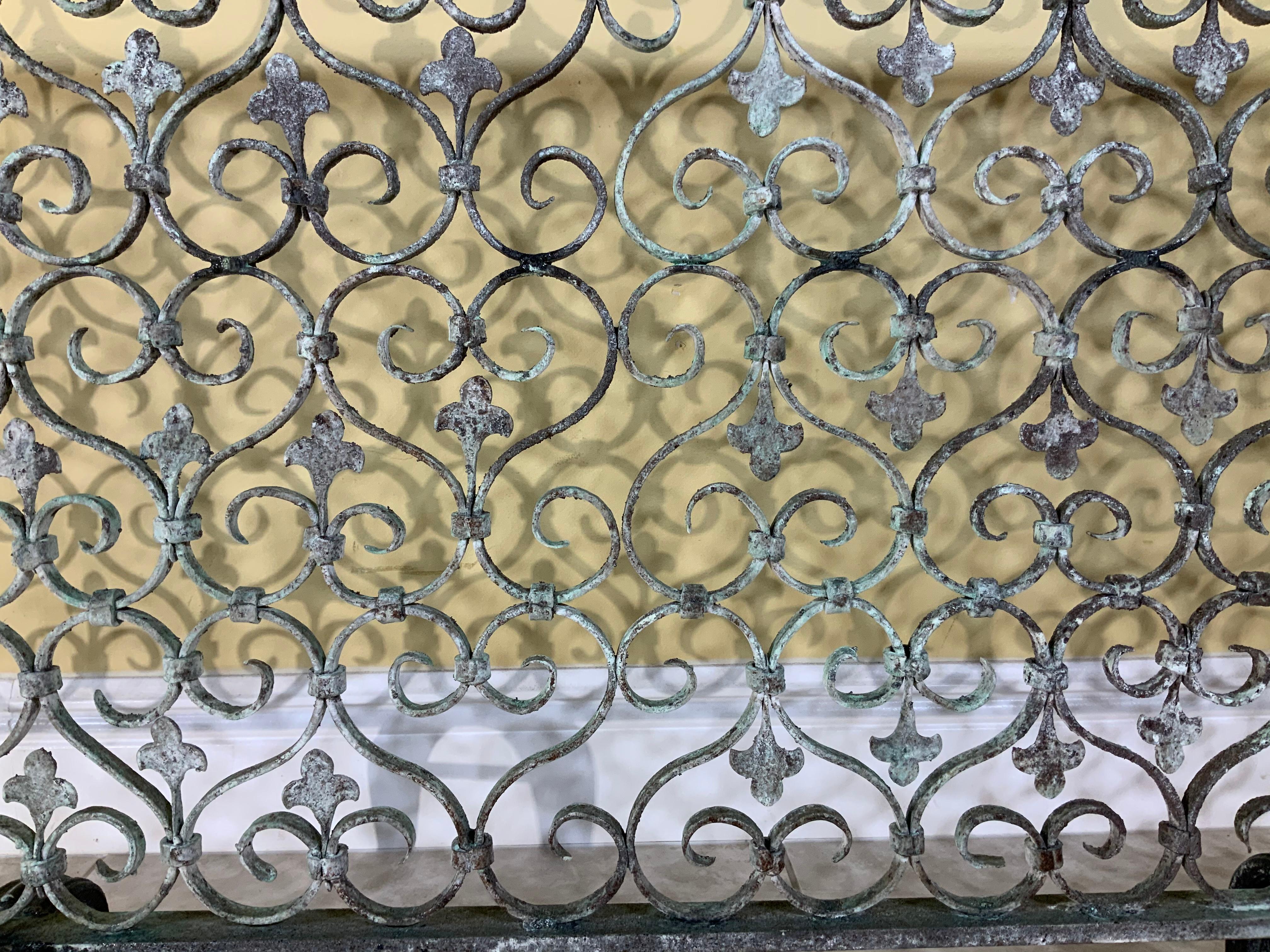 Hand Forged Mizner Style Fireplace Screen For Sale 2