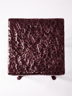 Hand-Forged Patinated Steel Console Side Table Hand-hammered Red, SVITANOK