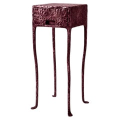 Hand-Forged Patinated Steel Console Side Table Hand-hammered Red, SVITANOK