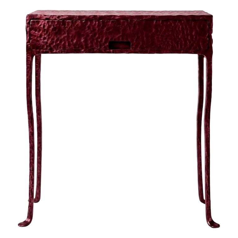 Mesa consola de acero patinado forjada a mano  Rojo martillado a mano en venta