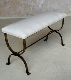 Hand Forged Spanish Gilt Iron Bench