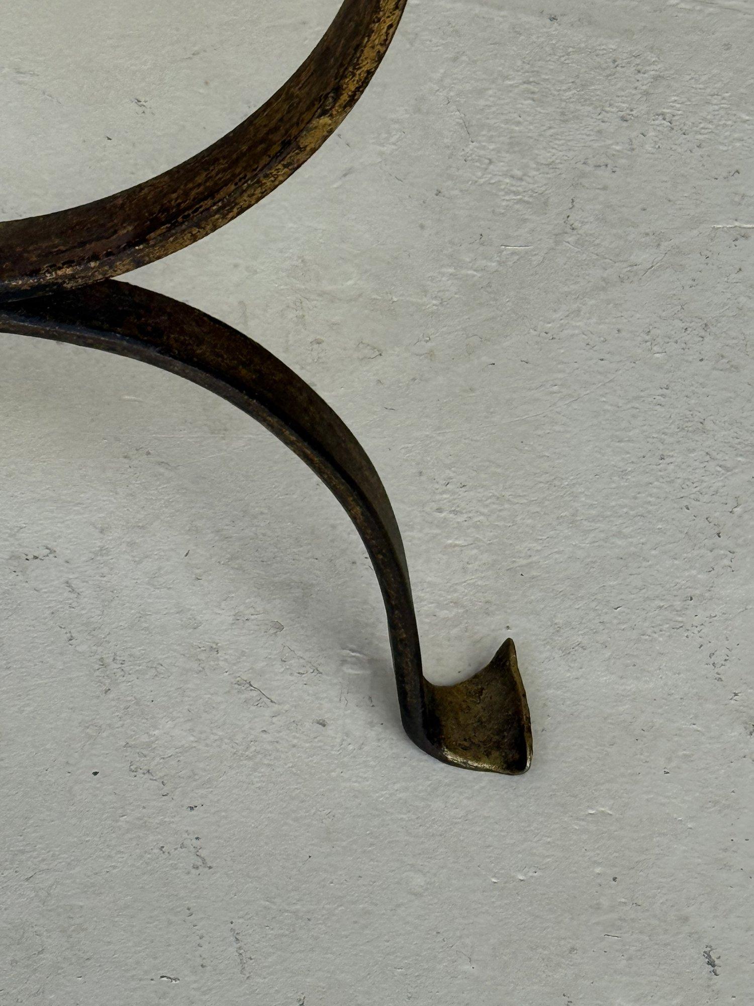 Hand Forged Spanish Gilt Iron Bench For Sale 3