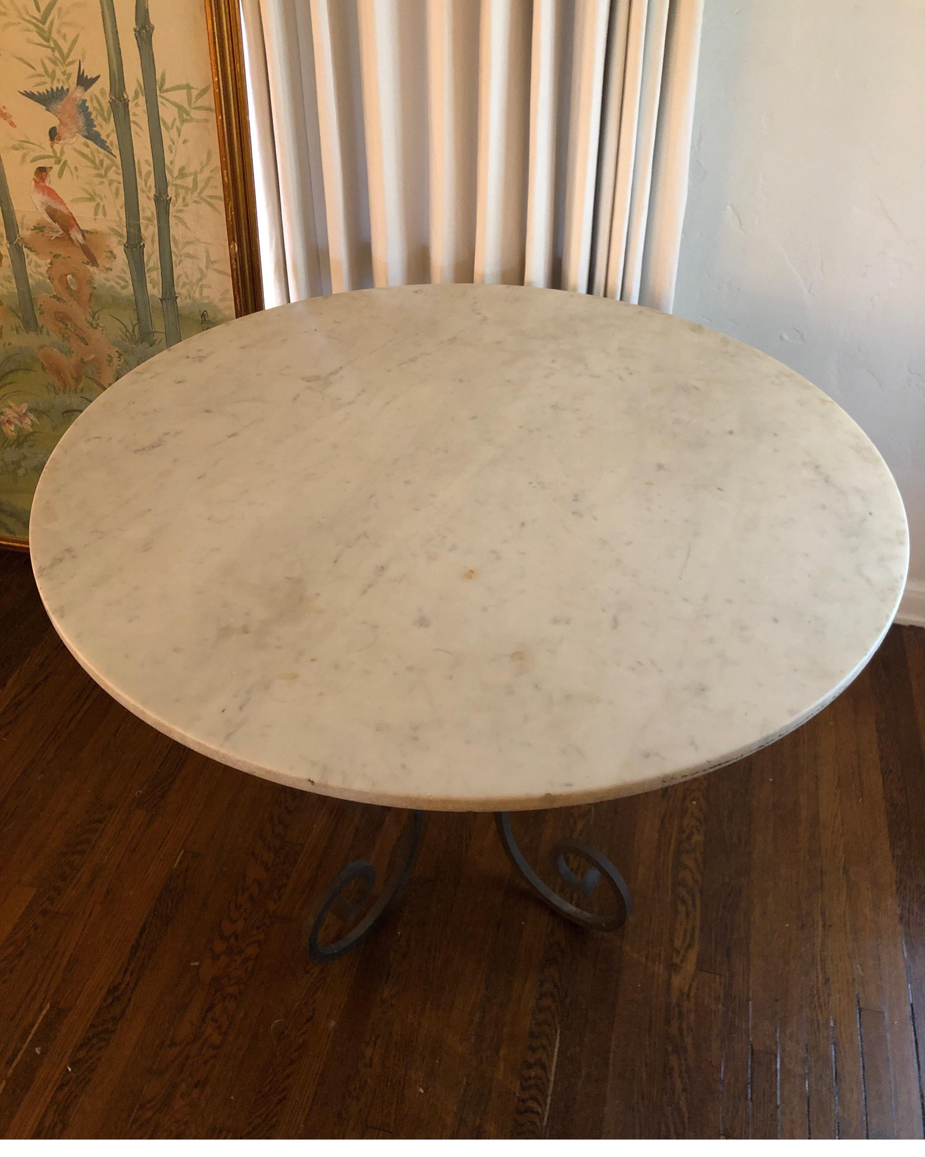 Hand Forged Spanish Iron Table with Carrara Marble Top 3