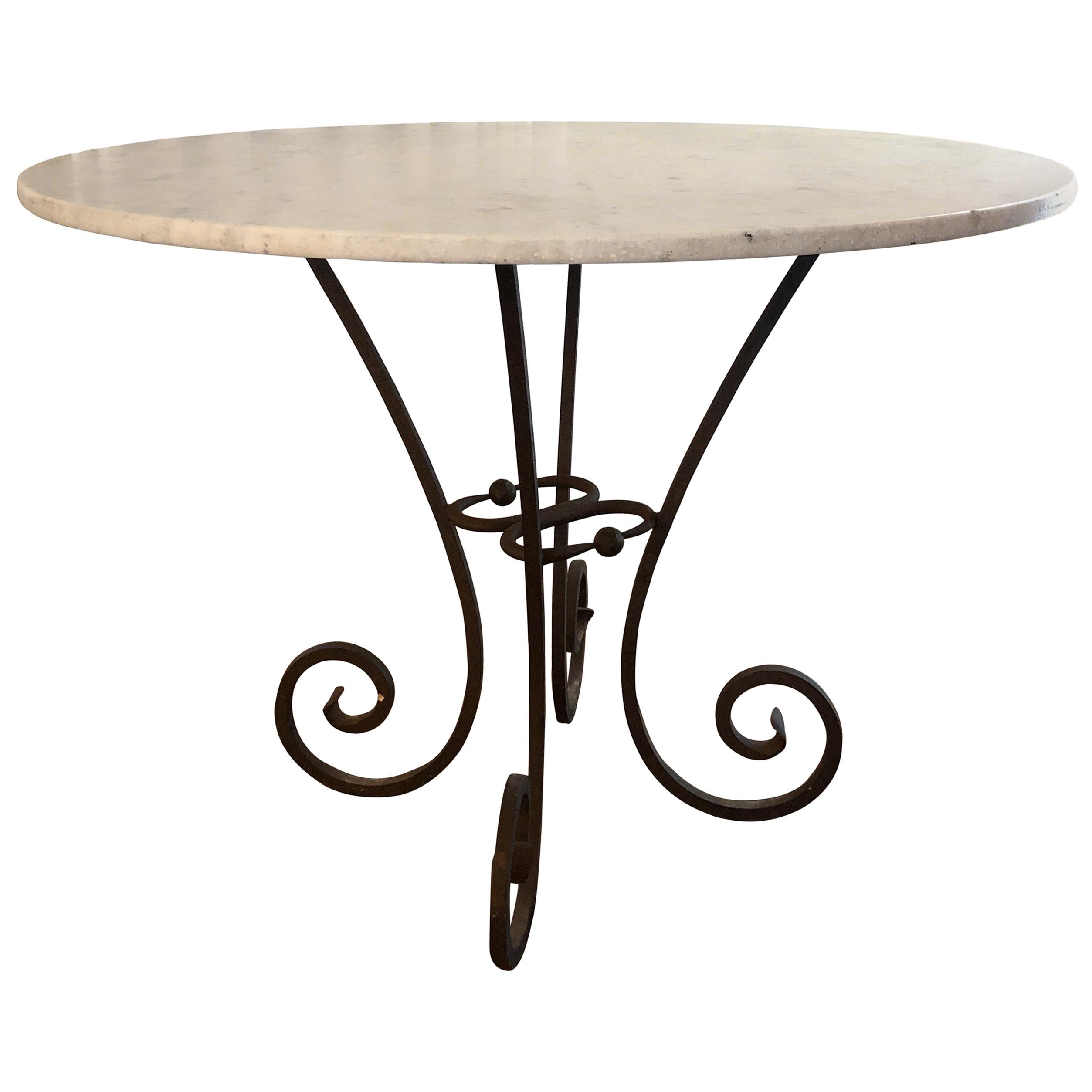 Hand Forged Spanish Iron Table with Carrara Marble Top