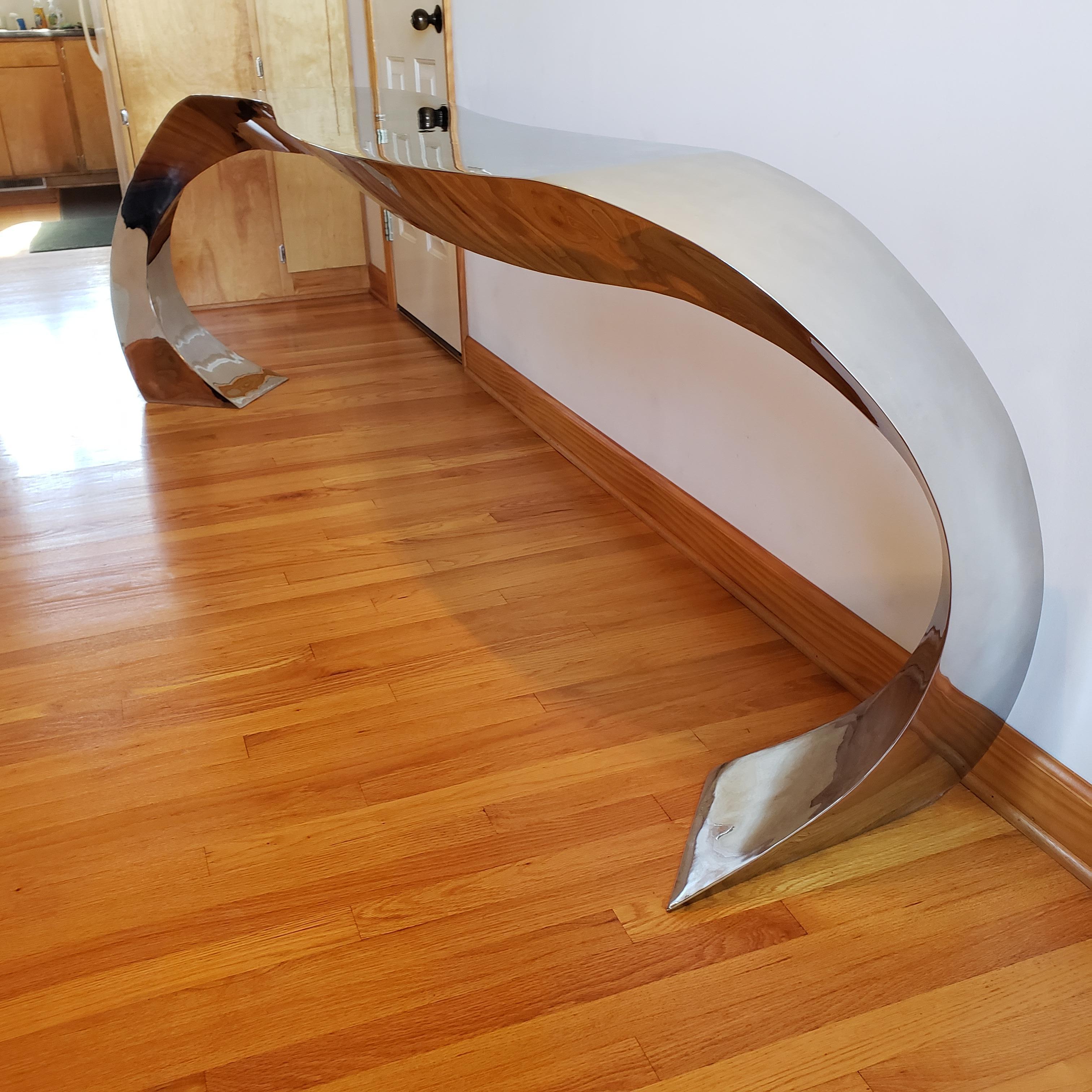 Hand Forged Stainless Steel Console by Curtis Norton Sculptural 5