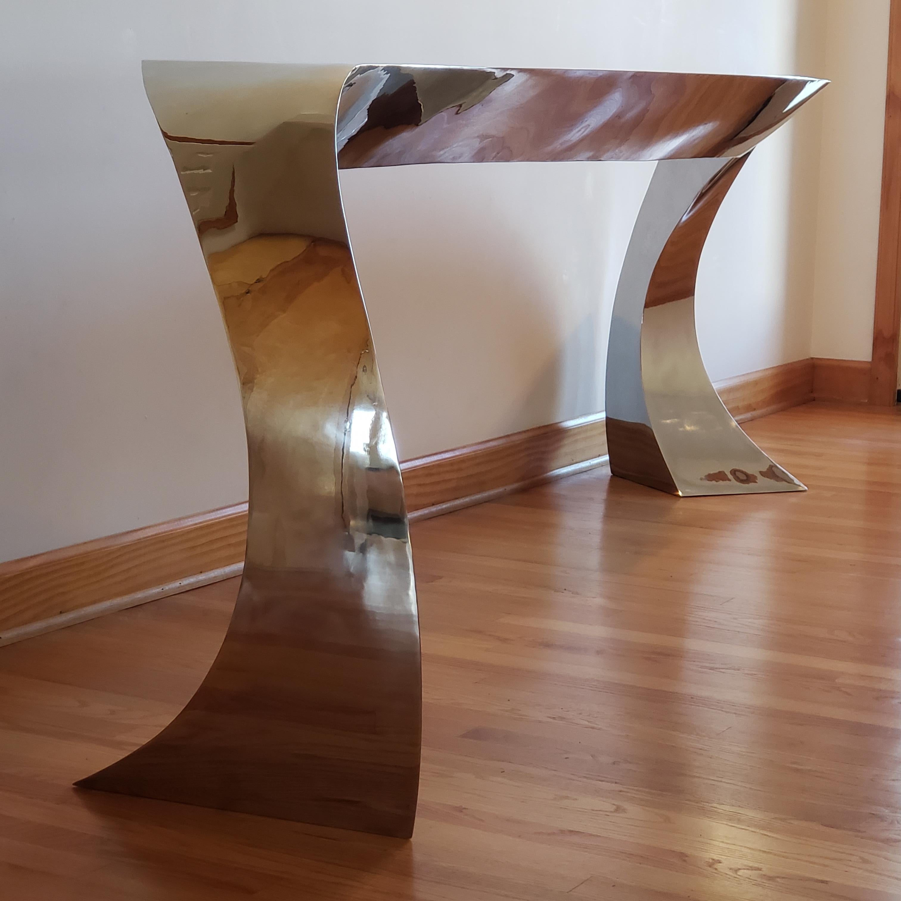 Hand Forged Stainless Steel Console by Curtis Norton Sculptural 7