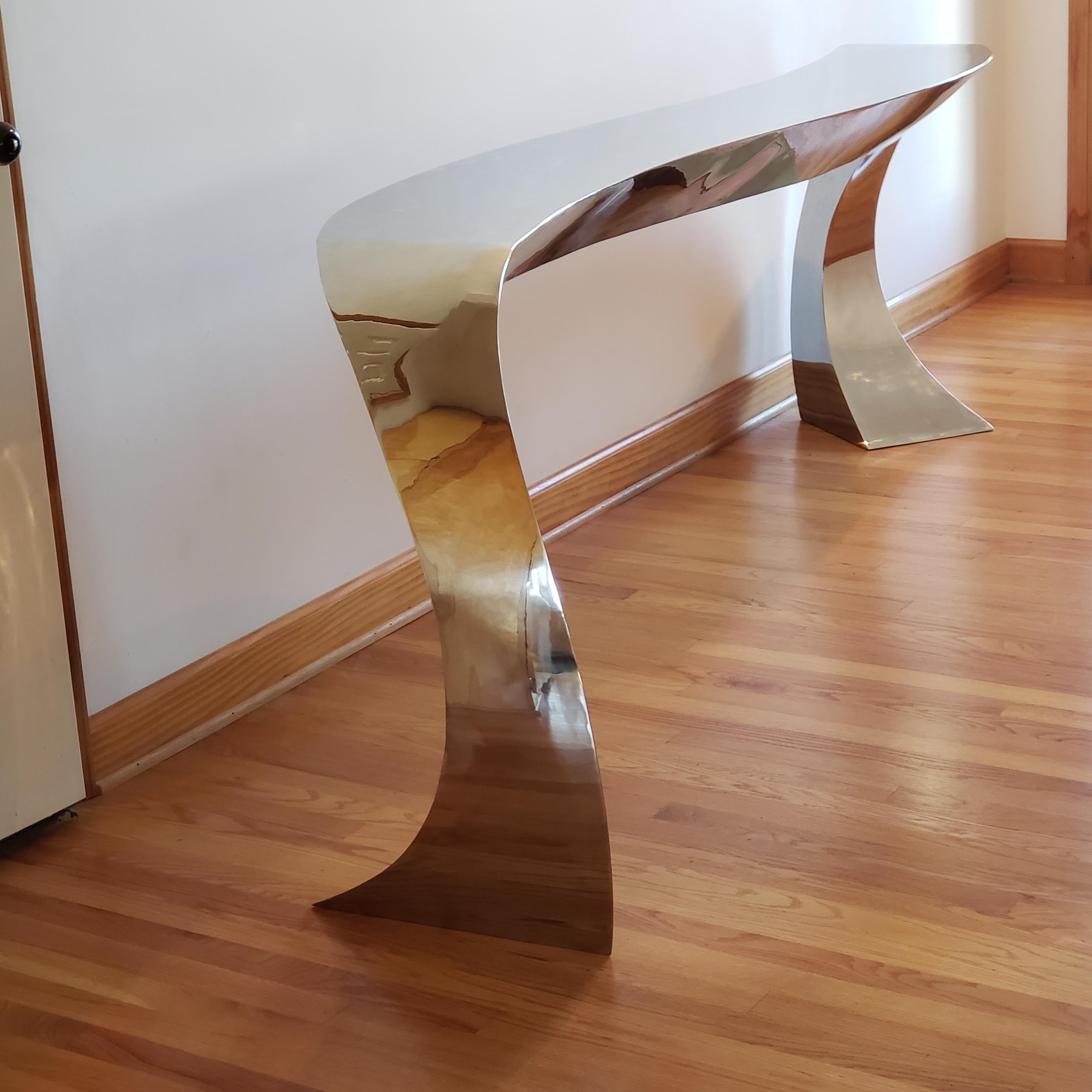 Hand Forged Stainless Steel Console by Curtis Norton Sculptural 8