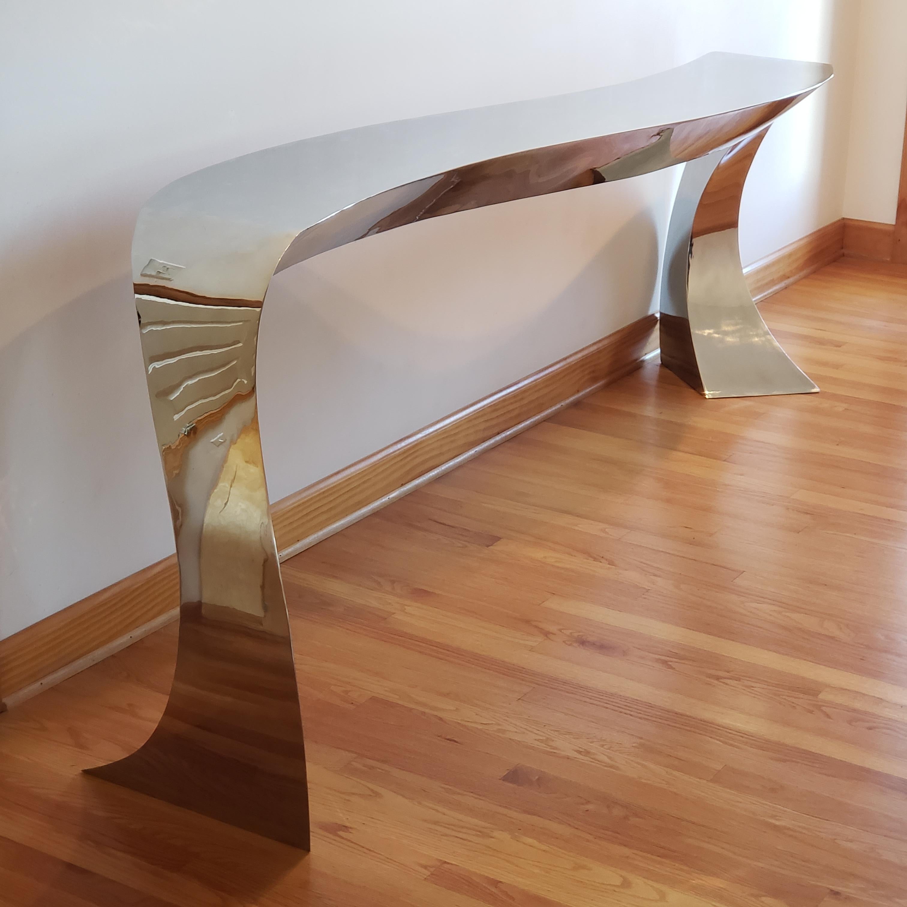 Hand Forged Stainless Steel Console by Curtis Norton Sculptural 9