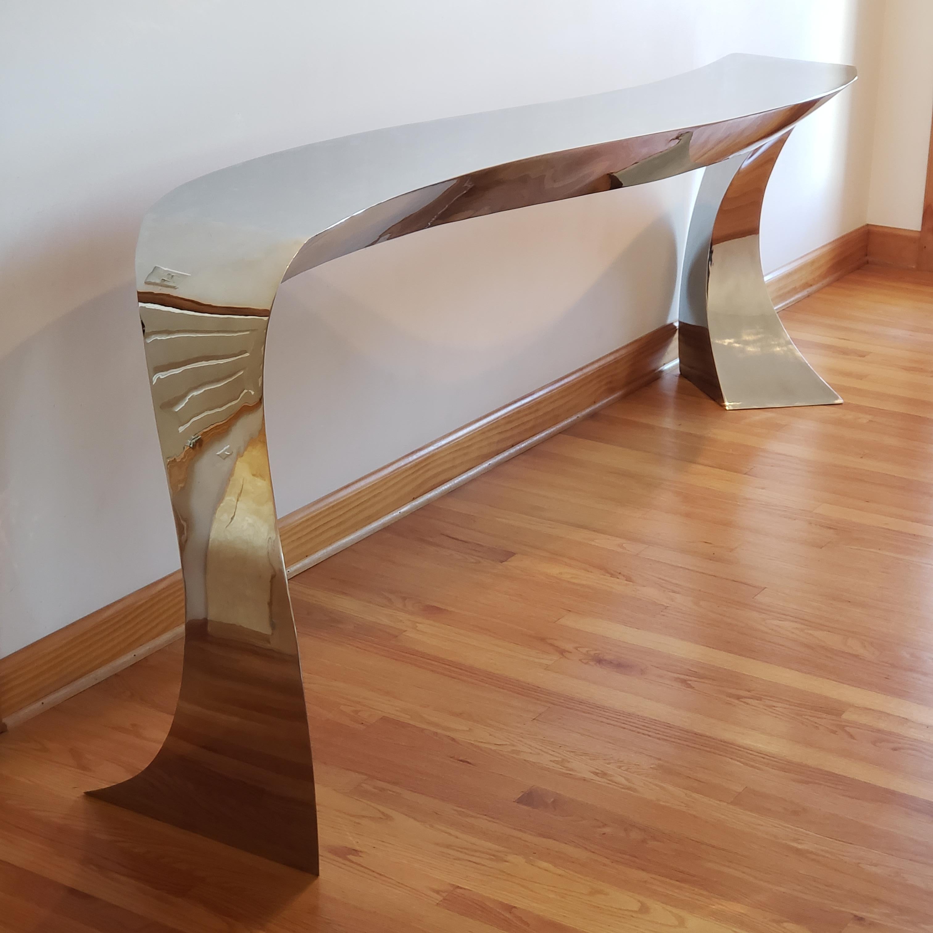 Consola de acero inoxidable forjada a mano de Curtis Norton Sculptural en venta 7