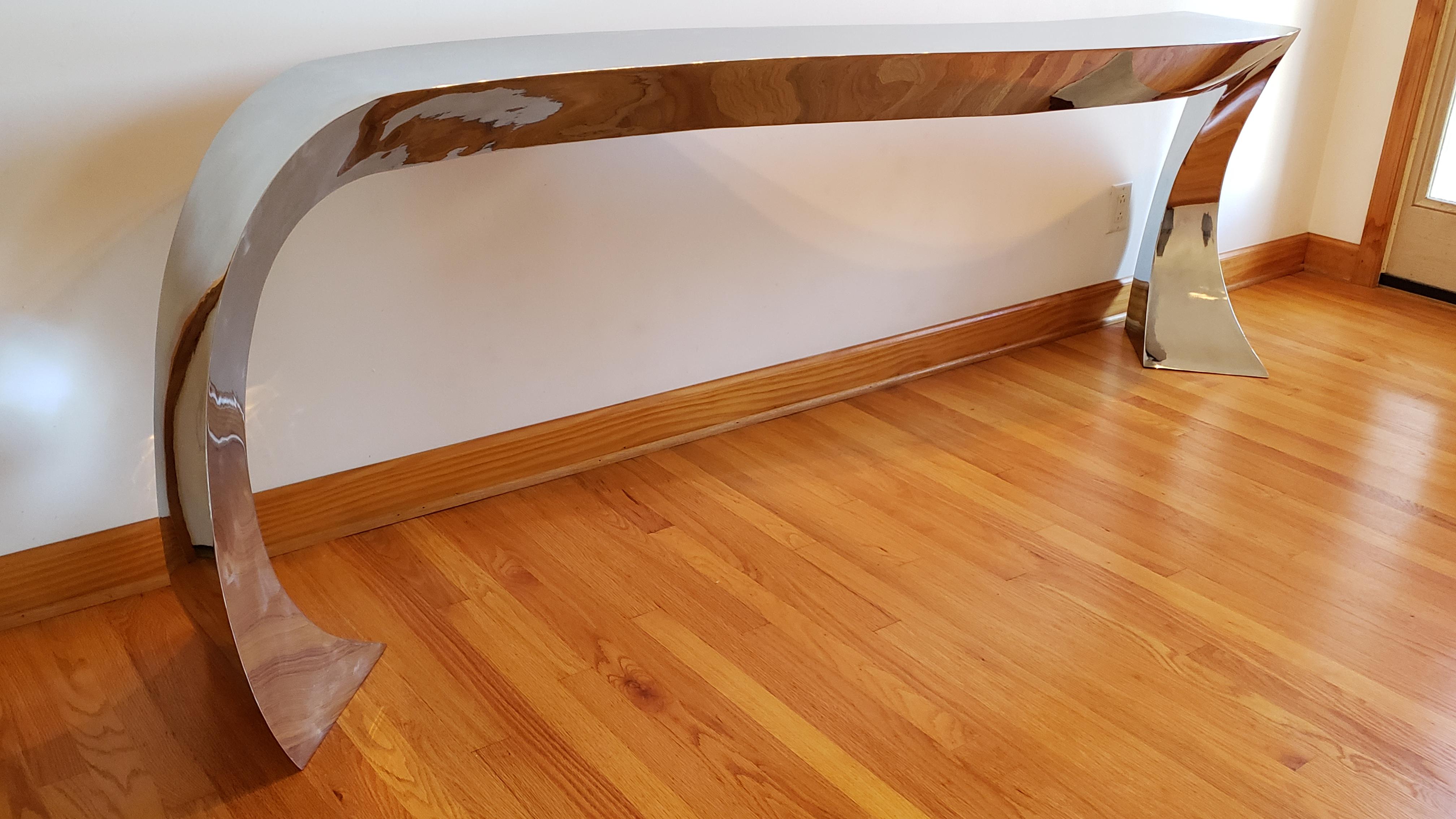 Consola de acero inoxidable forjada a mano de Curtis Norton Sculptural Forjado en venta