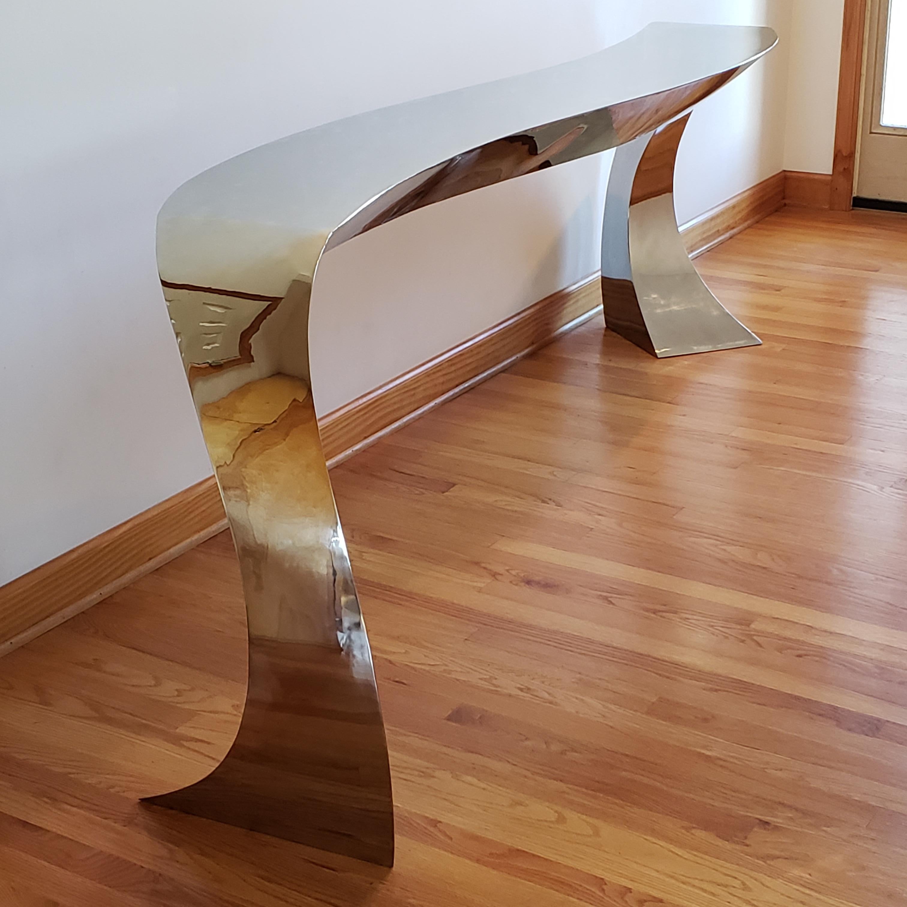 Hand Forged Stainless Steel Console by Curtis Norton Sculptural 4