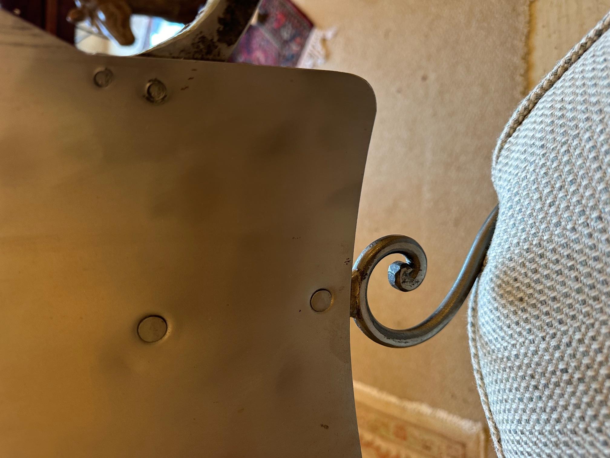 Hand Forged Steel  Klismos Style Arm Chair with Wool Seat Upholstery 2