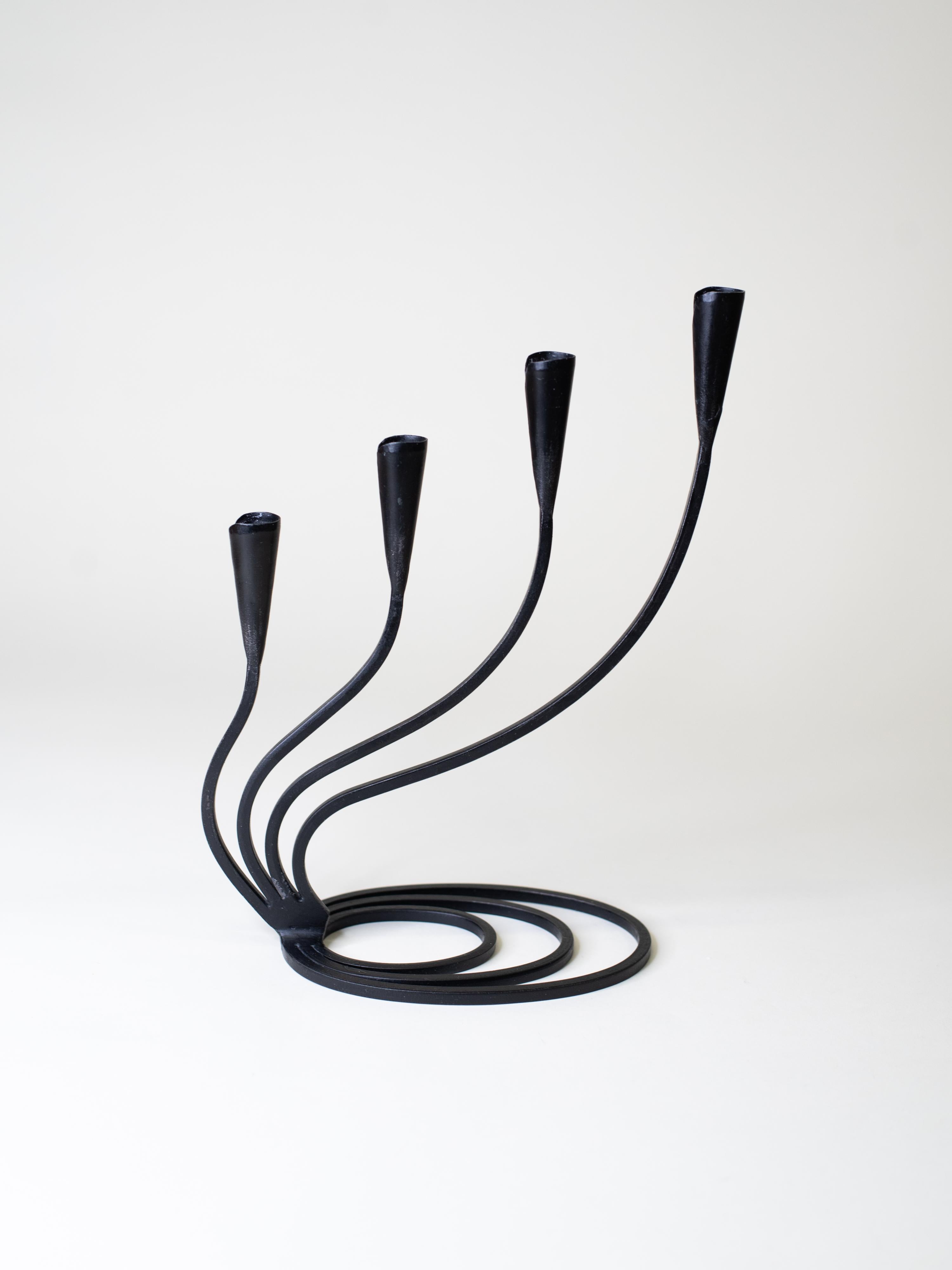 Svedese Hand-forged Swedish Iron Candelabra, 1940s in vendita