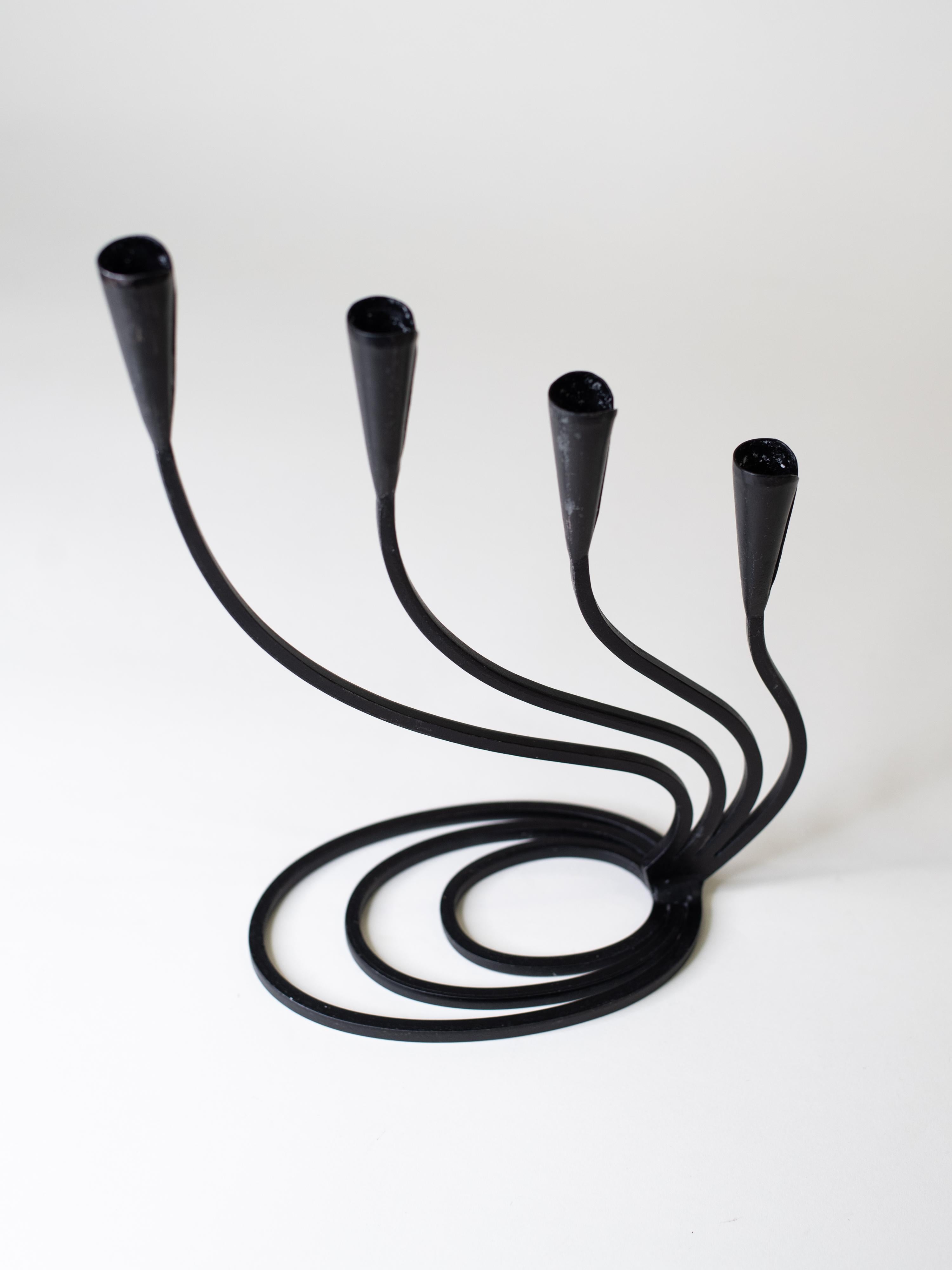 Fatto a mano Hand-forged Swedish Iron Candelabra, 1940s in vendita