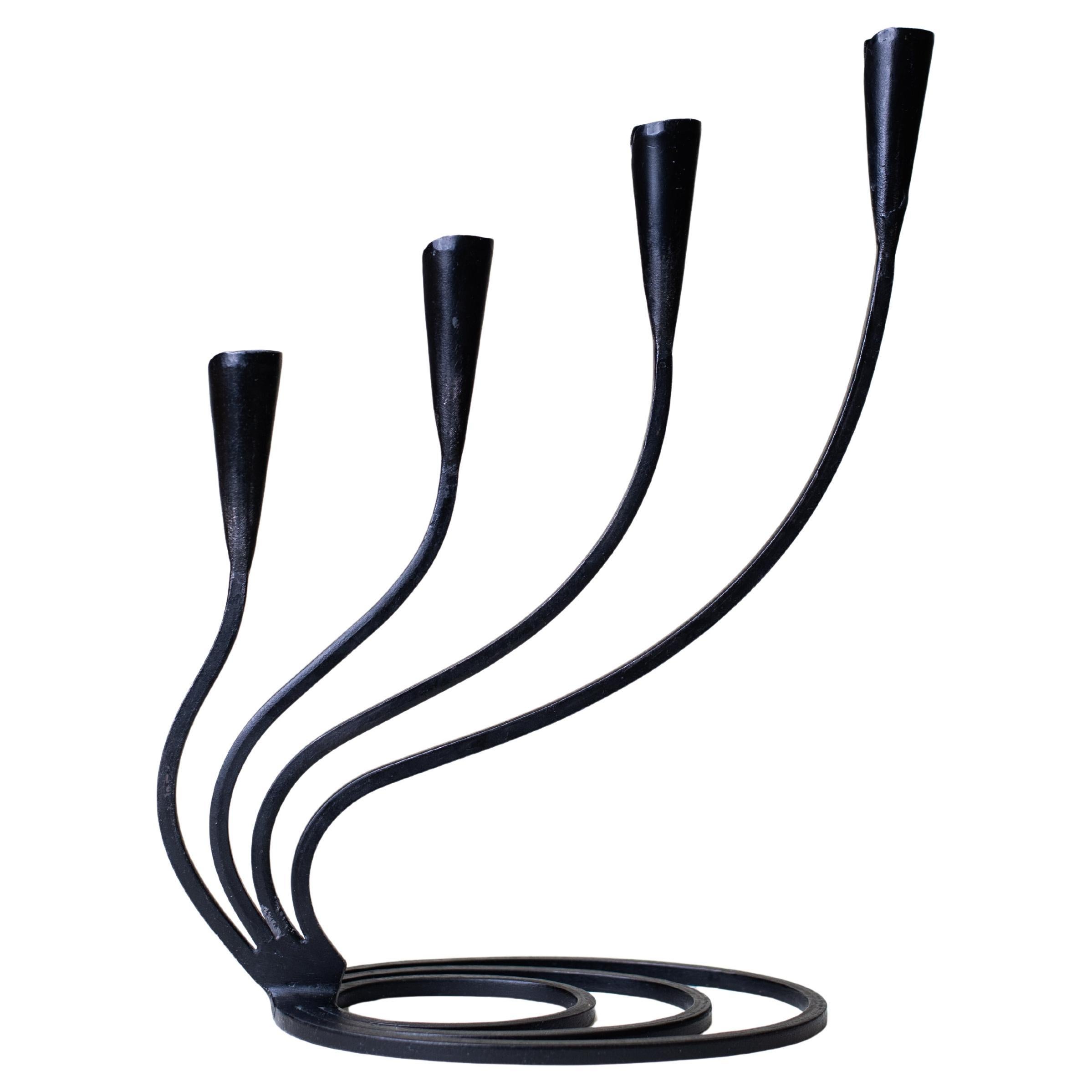 Hand-forged Swedish Iron Candelabra, 1940s