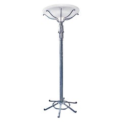 Hand Forged Torchères Floor Lamp with Alabaster Shade