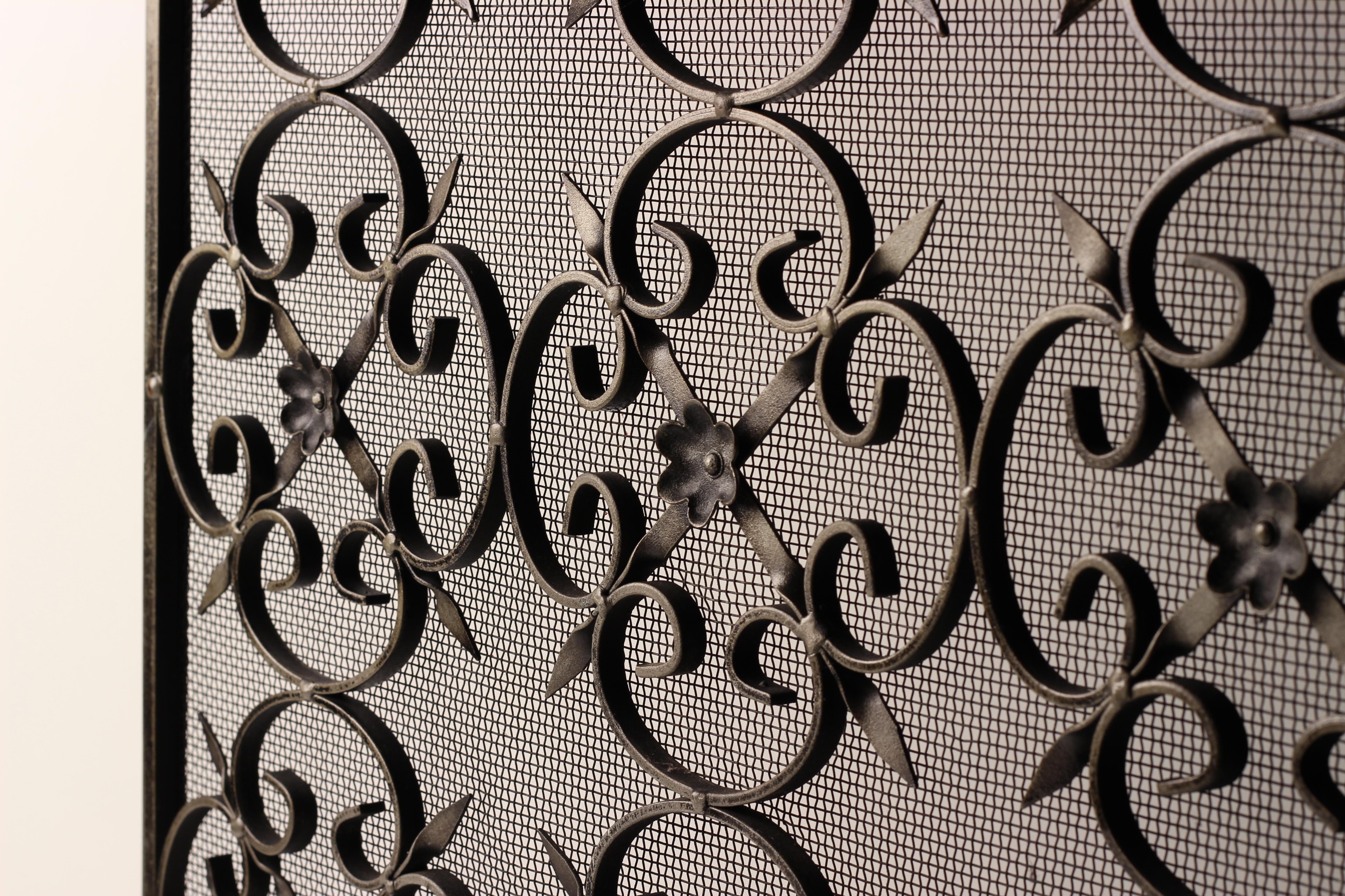 Metal Late 19th-Century Hand-Forged Victorian Gothic Revival Fire Screen/spark guard