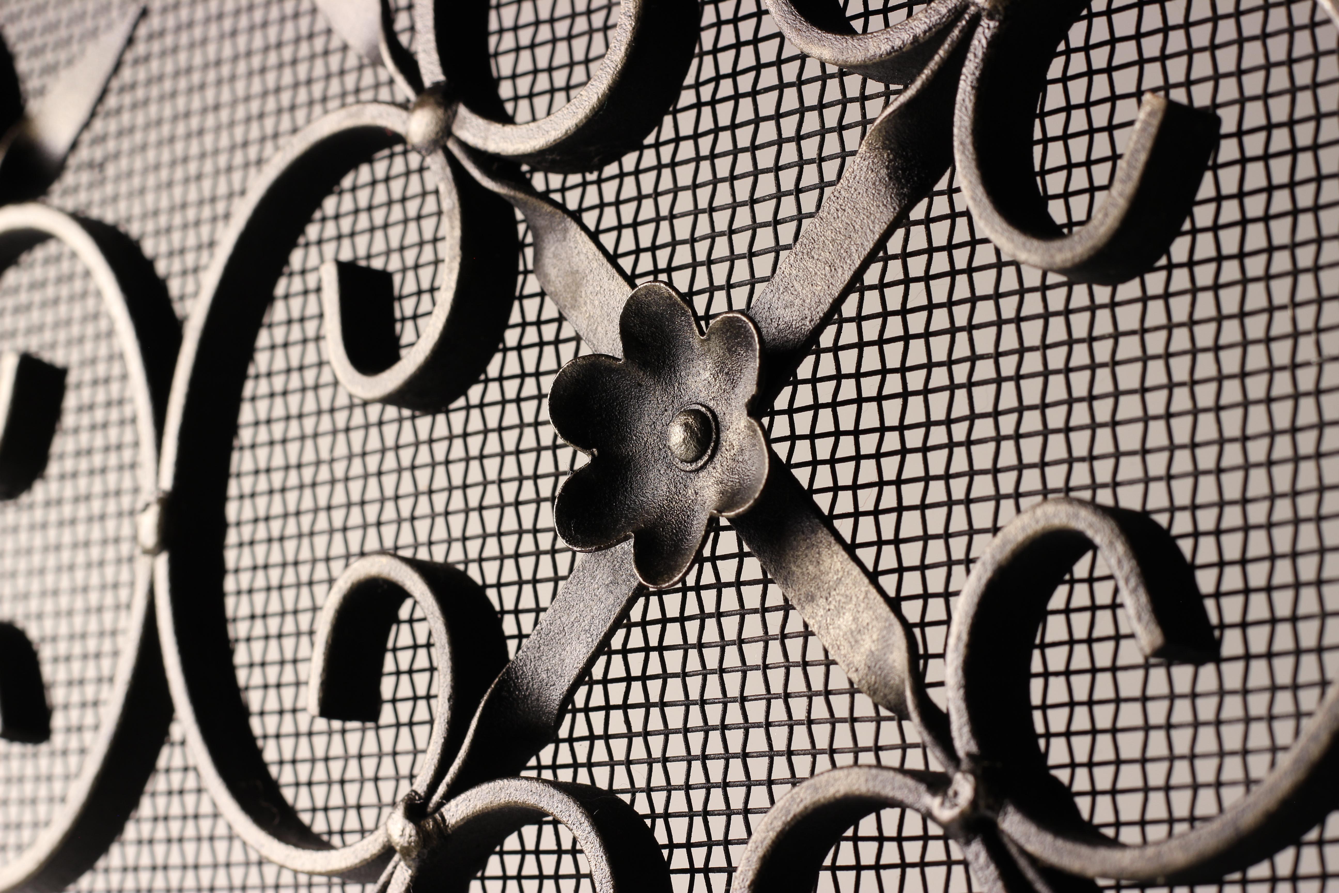 Late 19th-Century Hand-Forged Victorian Gothic Revival Fire Screen/spark guard 1