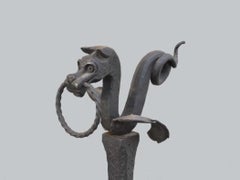 Hand Forged Wrought Iron Dragon Andirons