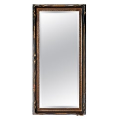 Antique Hand Formed Batwing Gessoed Wood Frame with Beveled Mirror