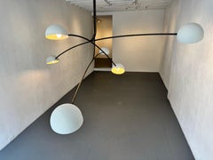 Hand-Formed Chandelier in a Dark Bronze Plated Finish, Hand Spun Plaster Shades