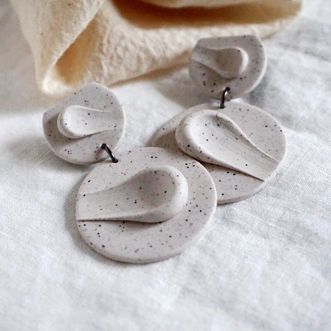 Contemporary Shape + Form Hand Formed Lightweight Clay Smear Earring