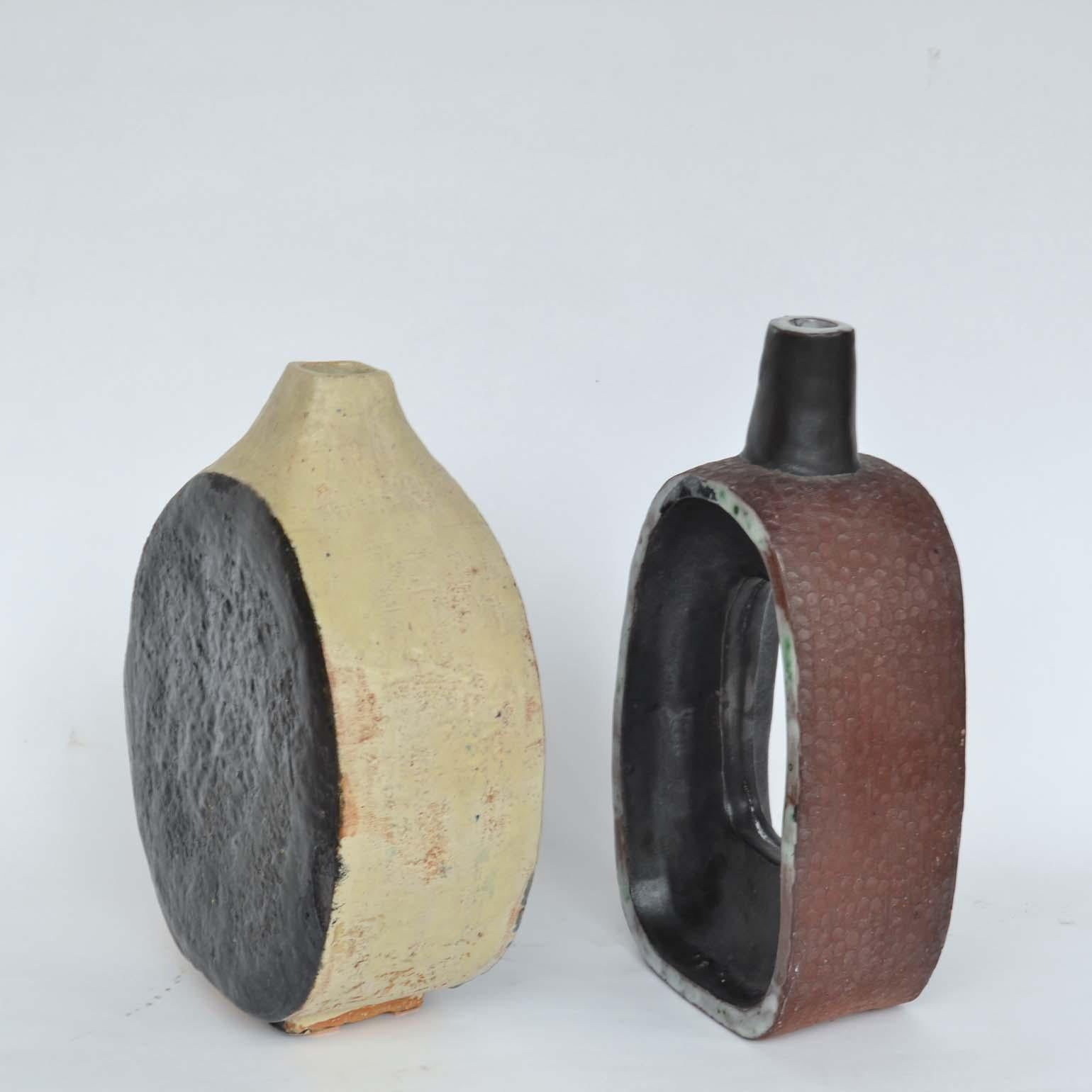 British Sculptyral Studio Pottery Vases by Krystyna Czelny, 1960's For Sale