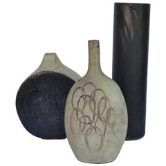 Hand Formed Studio Pottery Vases by Krystyna Czelny, 1960s