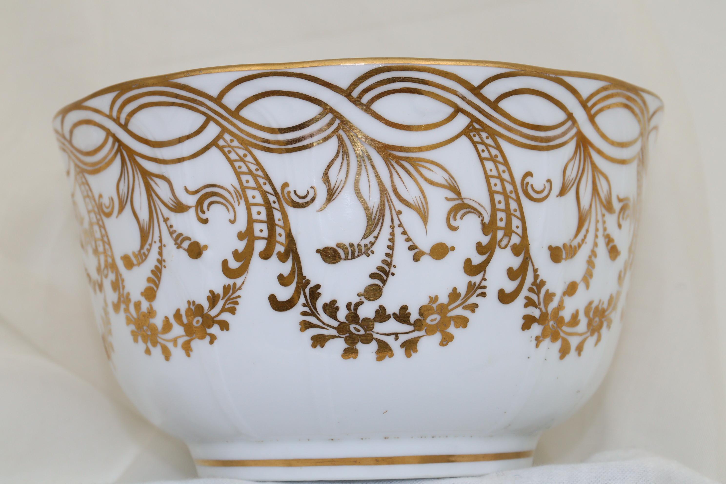 English Hand gilded Davenport porcelain slop bowl