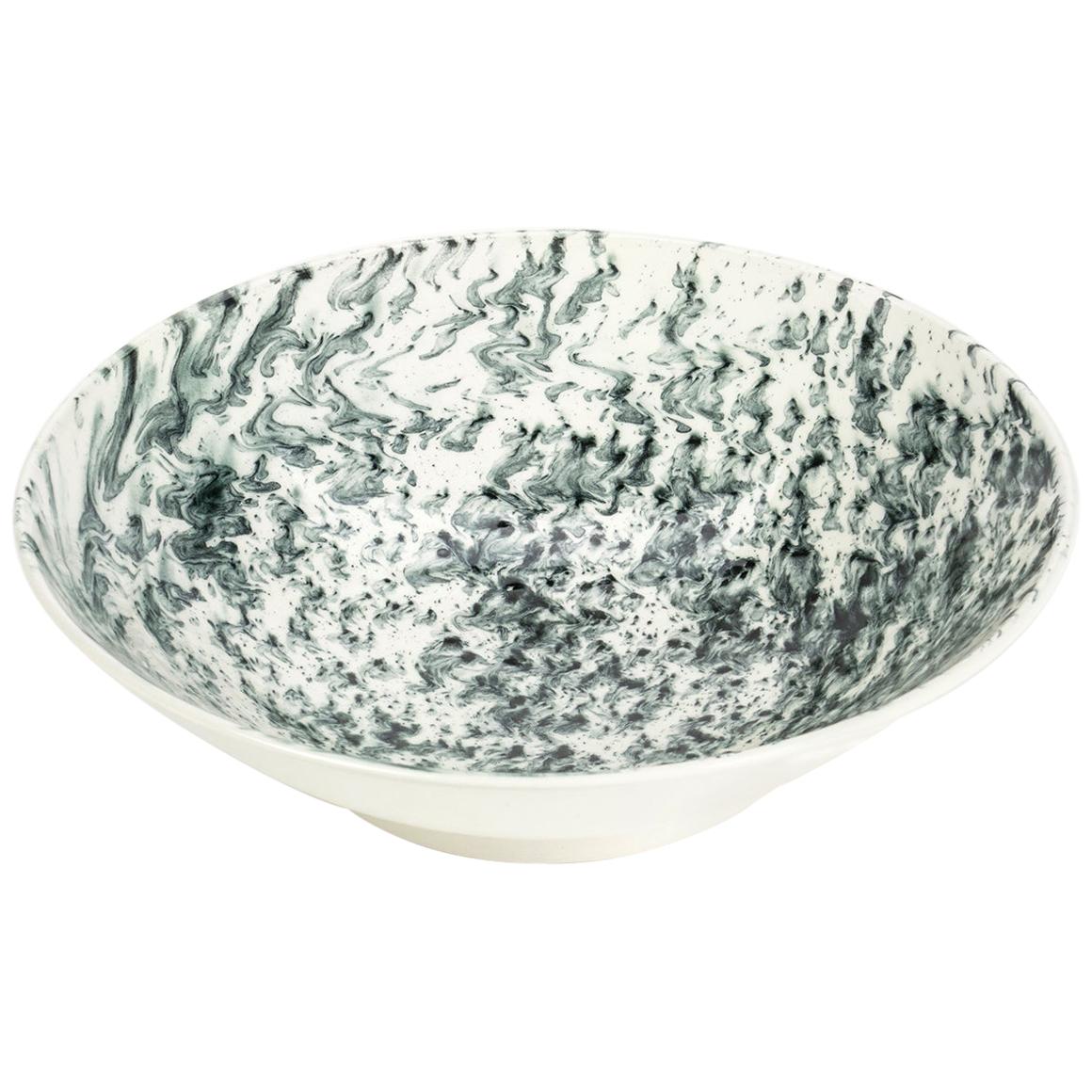 Hand Glazed Earthenware Medium Serving Bowl with Unique Contemporary Design For Sale