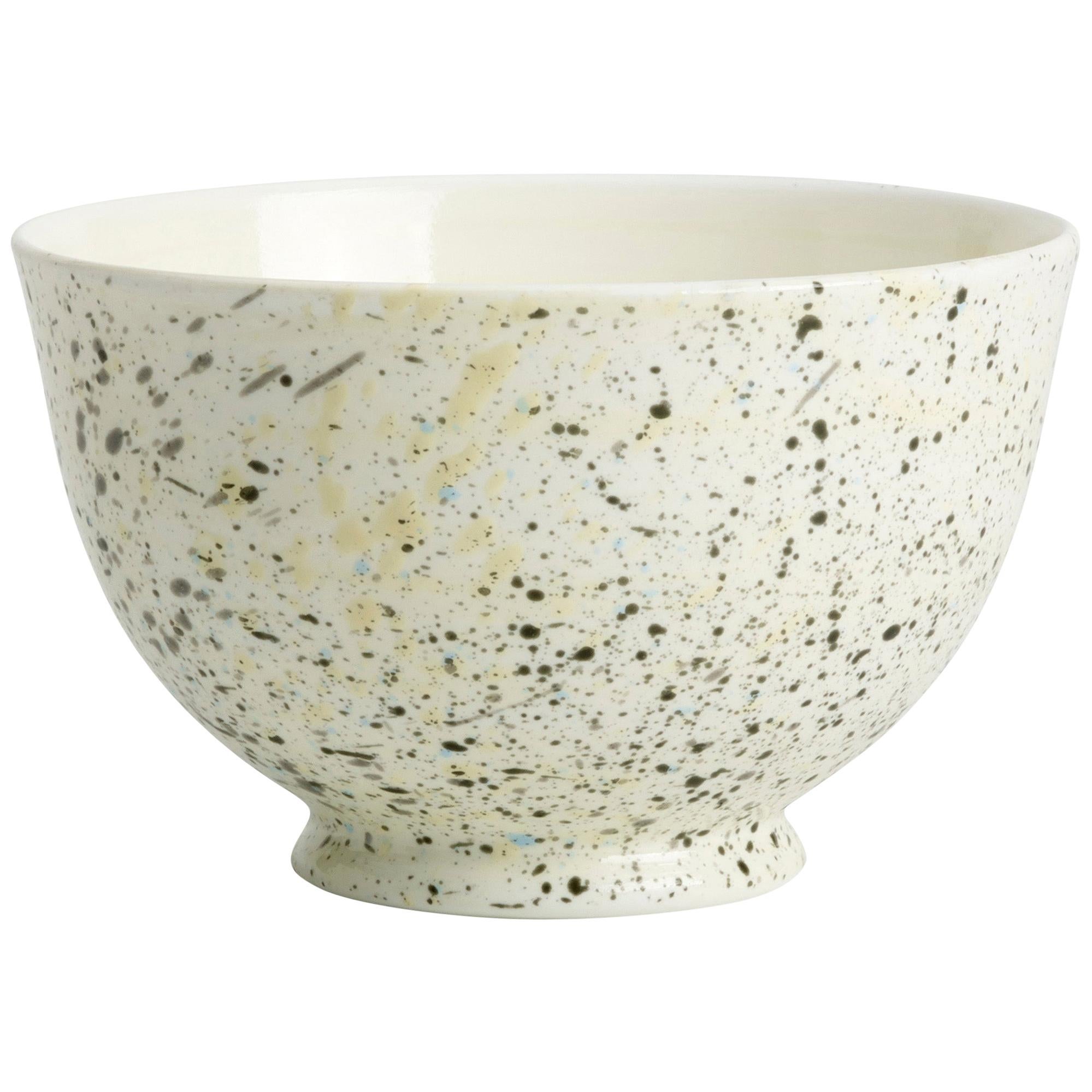 Hand Glazed Fine Bone China Bowl with Expressionist Design For Sale