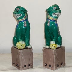 Hand Glazed Porcelain Chinese Foo Dogs or Foo Lions