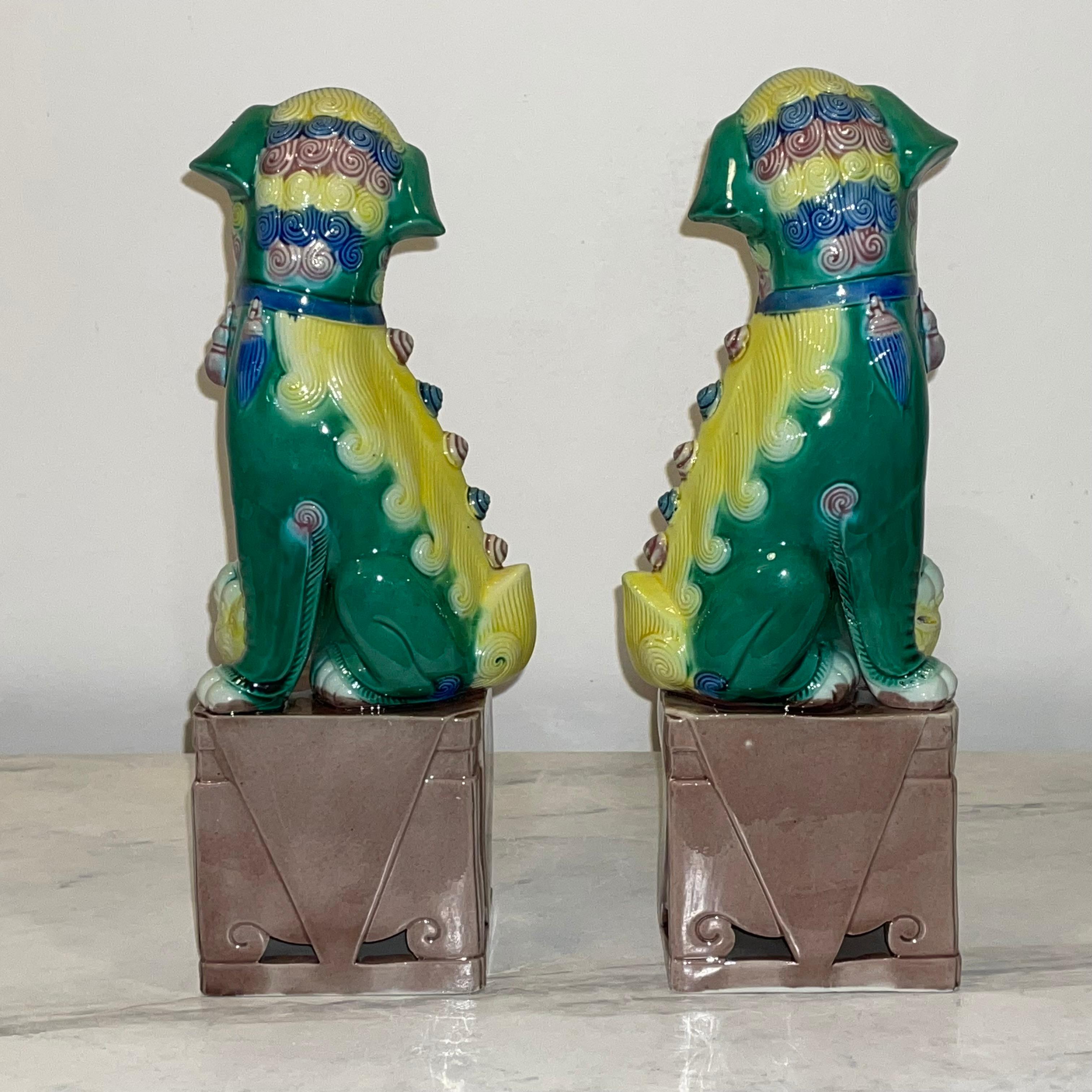 Hand Glazed Porcelain Chinese Foo Dogs or Foo Lions In Good Condition In Stockholm, SE