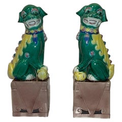 Hand Glazed Porcelain Chinese Foo Dogs or Foo Lions