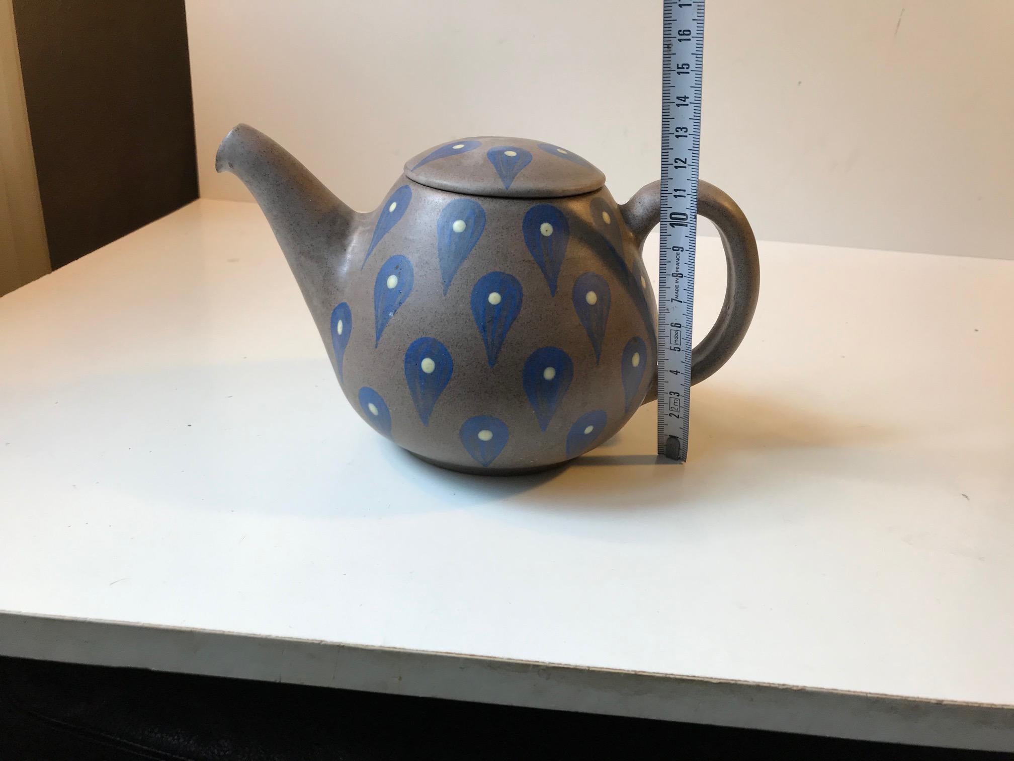 Hand Glazed Stoneware Teapot from Melle Keramik, Denmark, 1960s For Sale 1