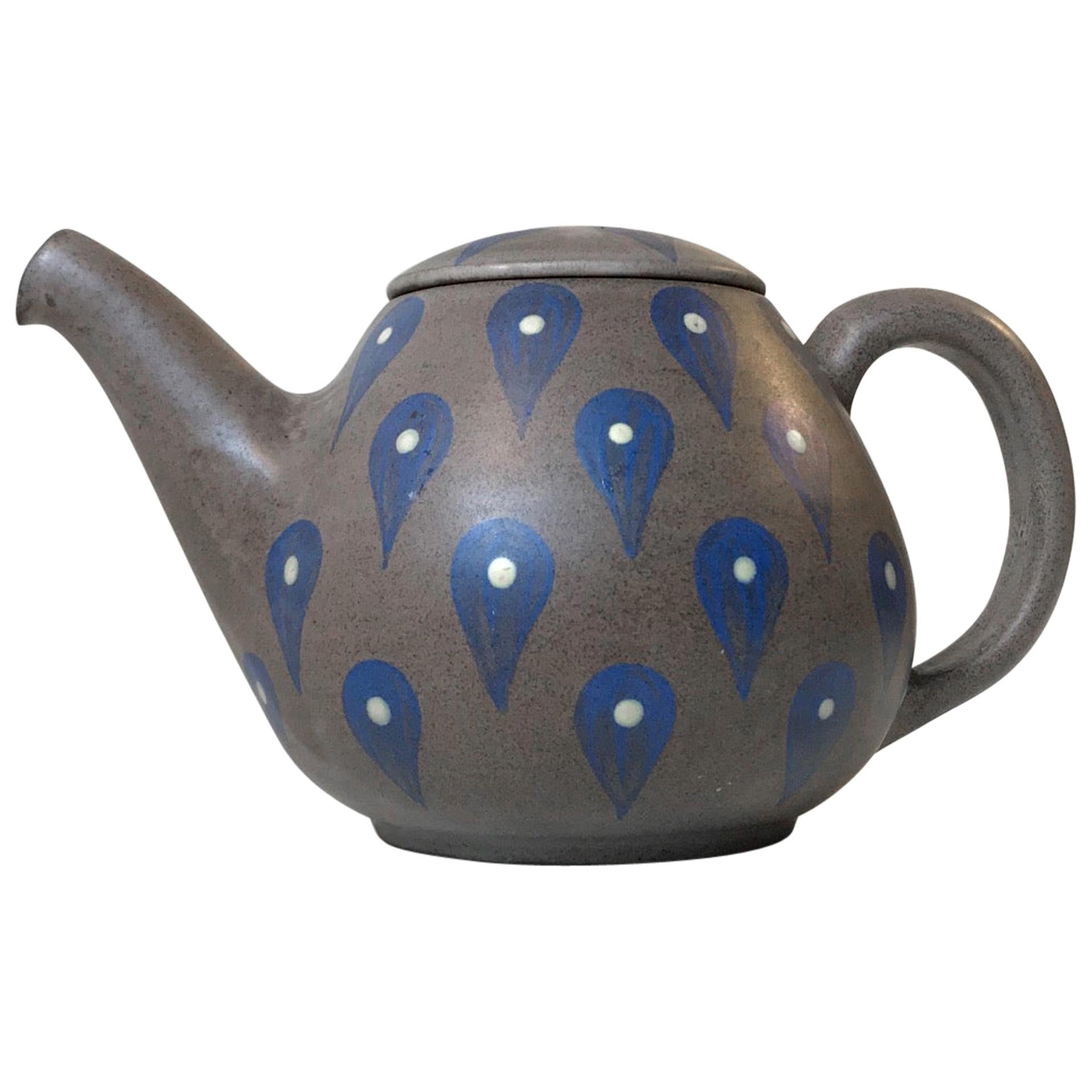 Hand Glazed Stoneware Teapot from Melle Keramik, Denmark, 1960s