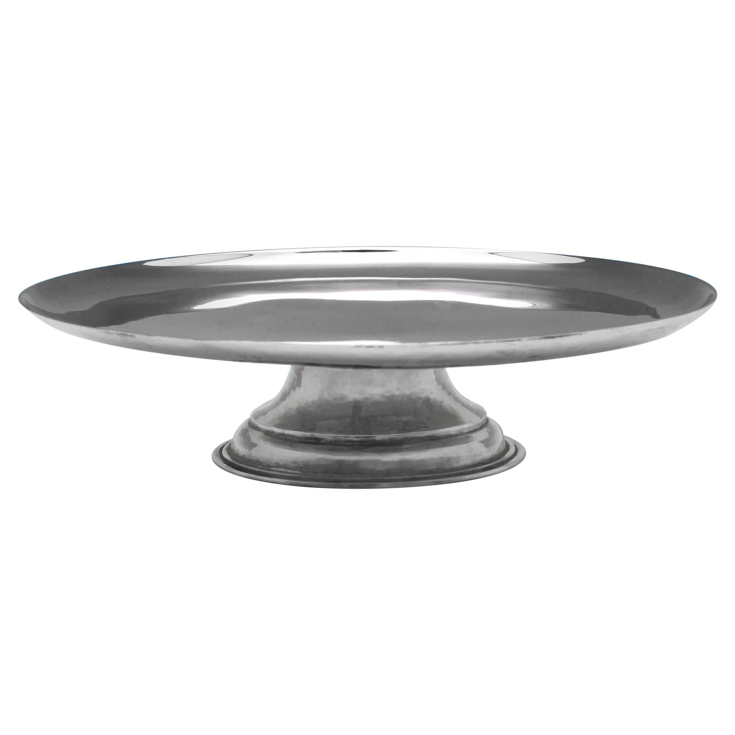 Hand Hammered Art Deco Sterling Silver Tazza for Tessiers of London For Sale