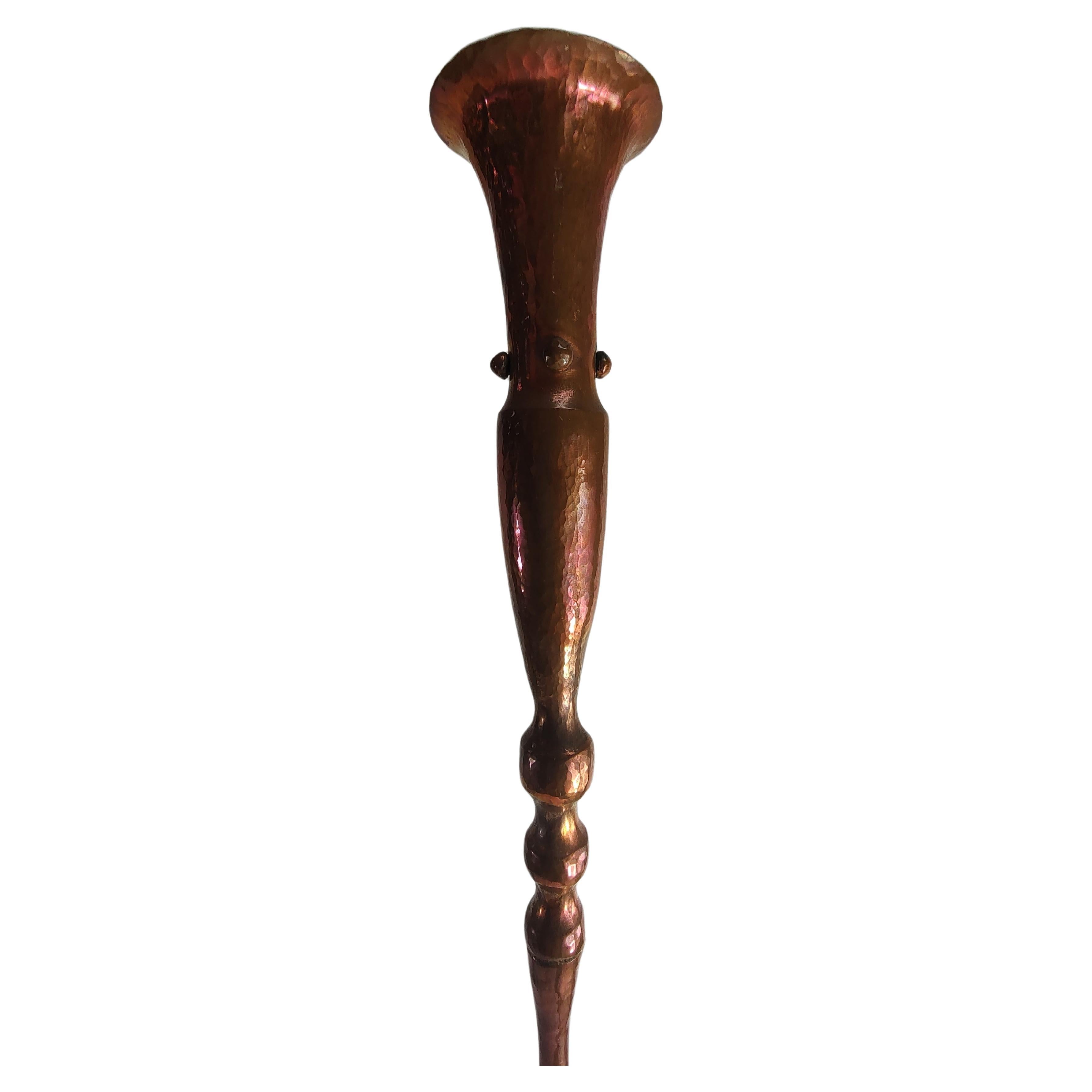 Hand Hammered Arts & Crafts Style Copper Candlesticks Hessel Studios California For Sale 3