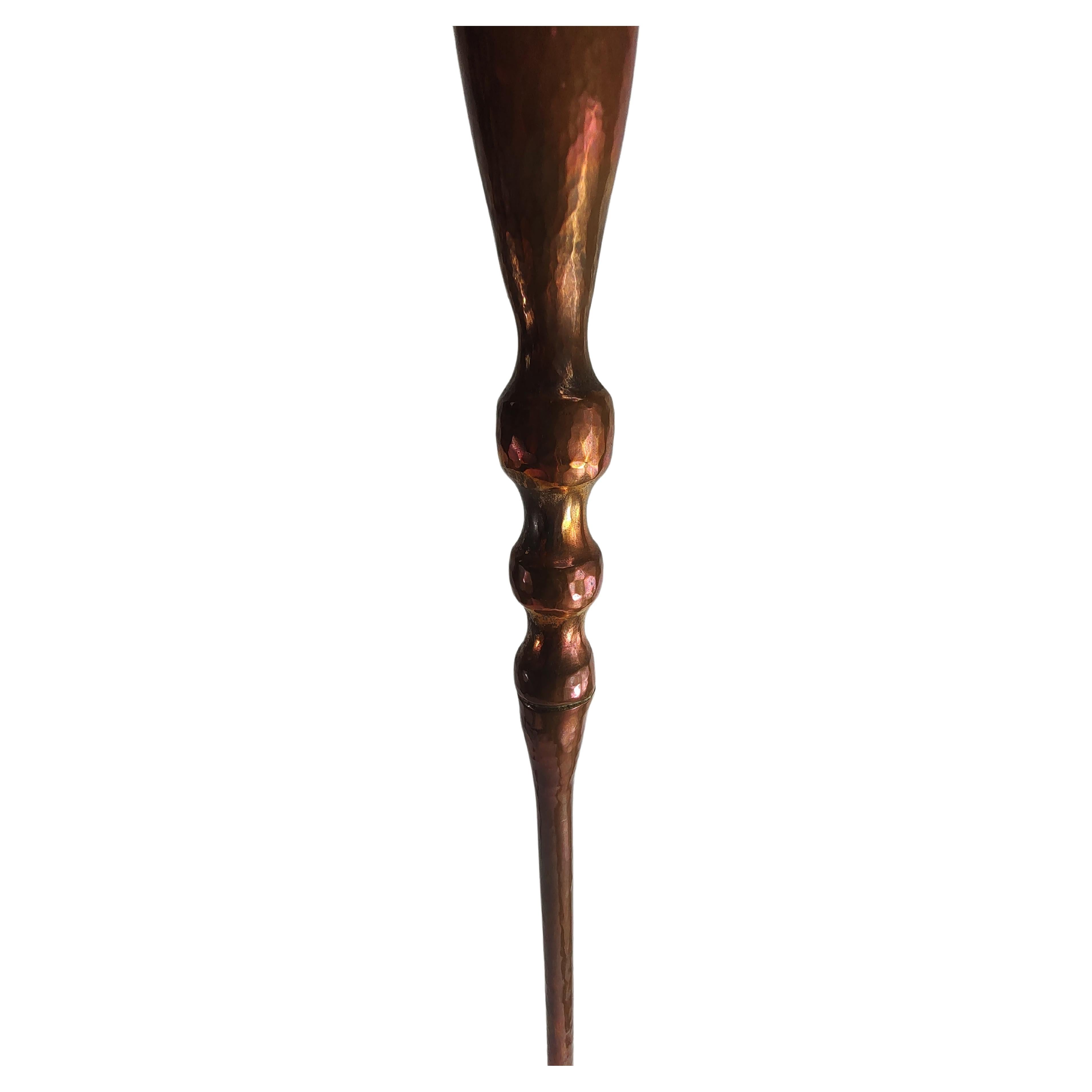 Fabulous and elegant hand Hammered & polished copper candlestick holders by Hessel Studios of San Rafael California. Each unique and very much a piece of art. Priced and sold individually. Tallest in the lead in photo is $450, 32.75 x 4.75. Next in